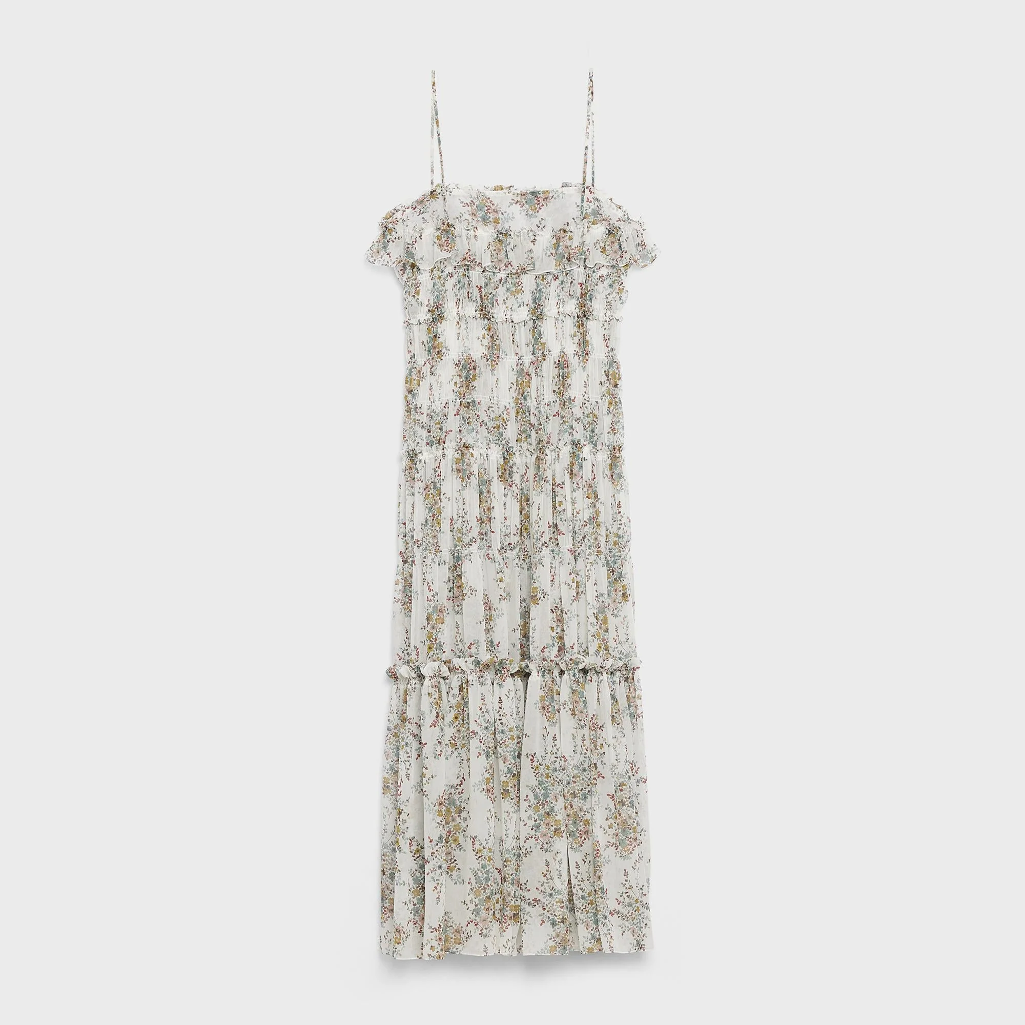 Pleated Sun Dress - Off White/Vert/Rose - Image 2