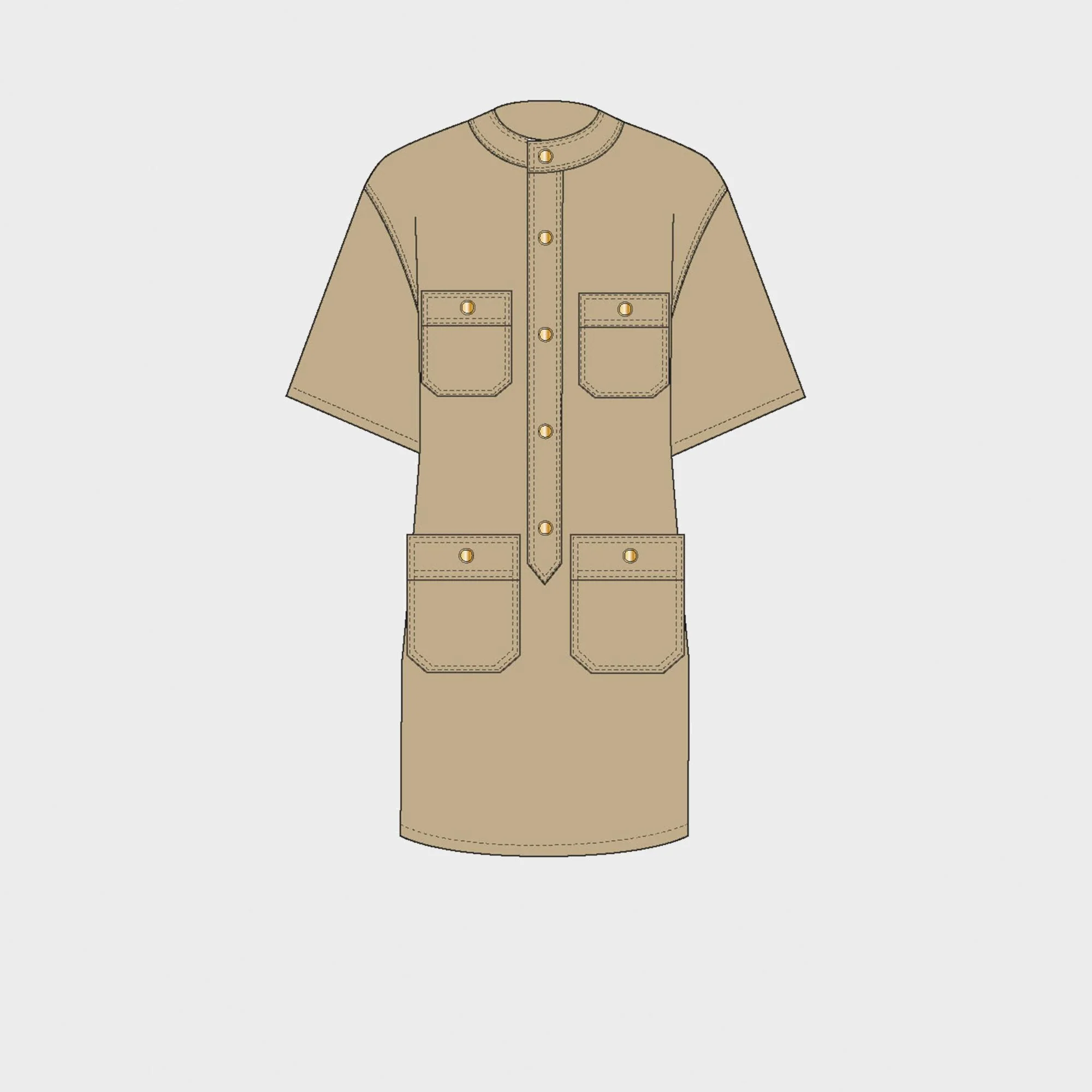 T-Sleeve Skate Dress - Beige