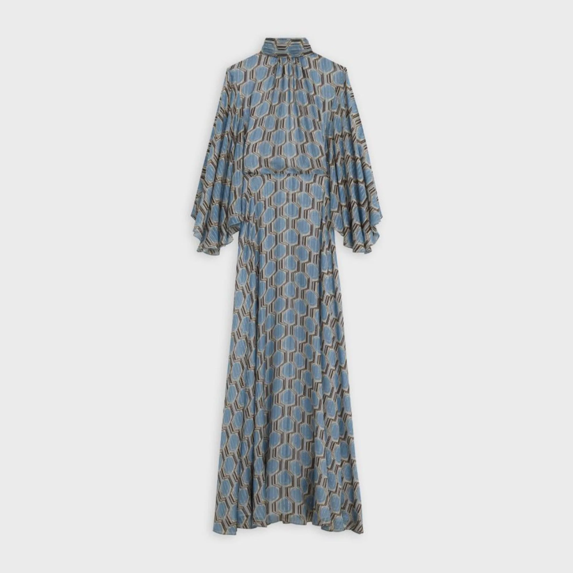 Ruffle Dress With Back Opening - Turquoise/Black - Image 2