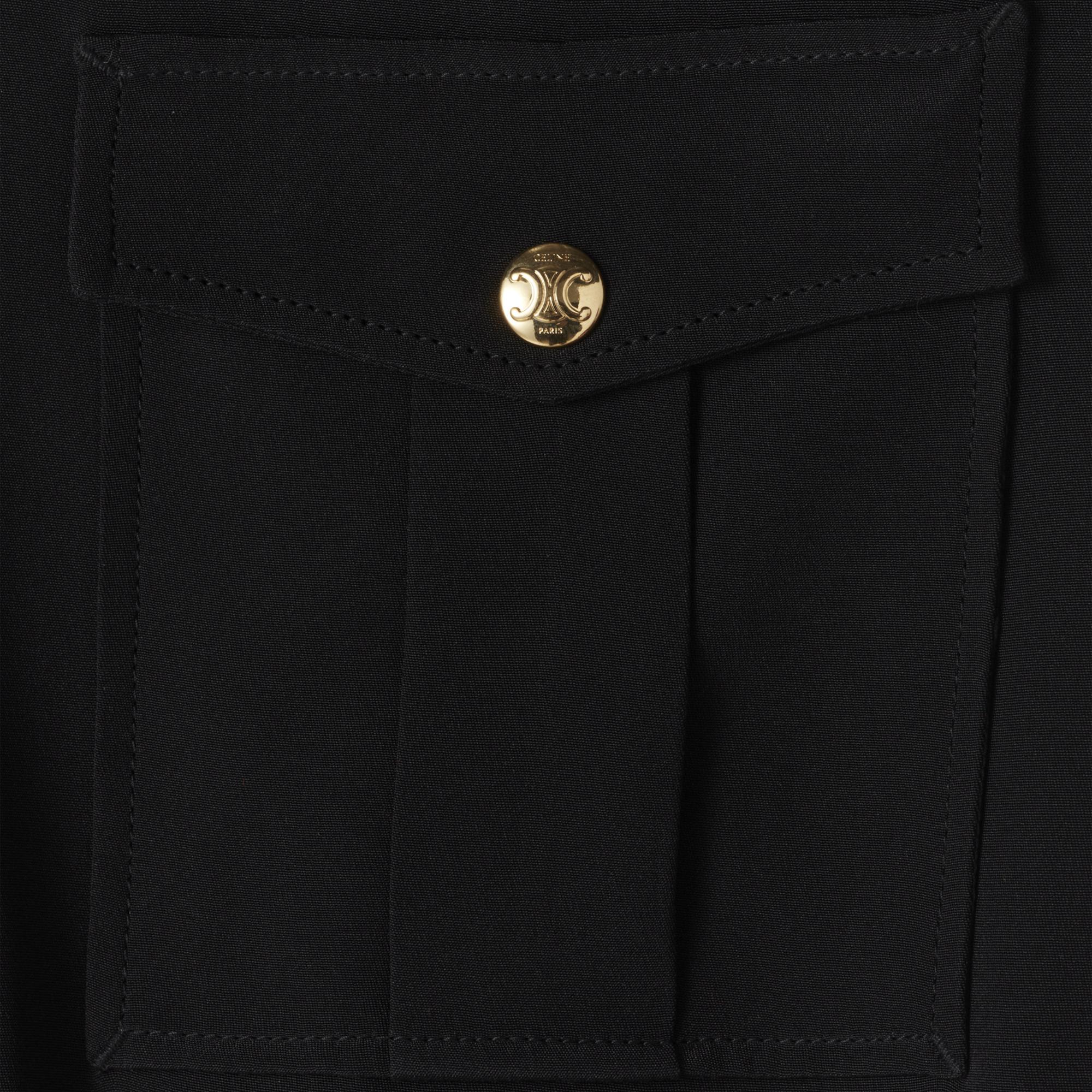Army Shirt Dress With Pockets - Black - Image 6