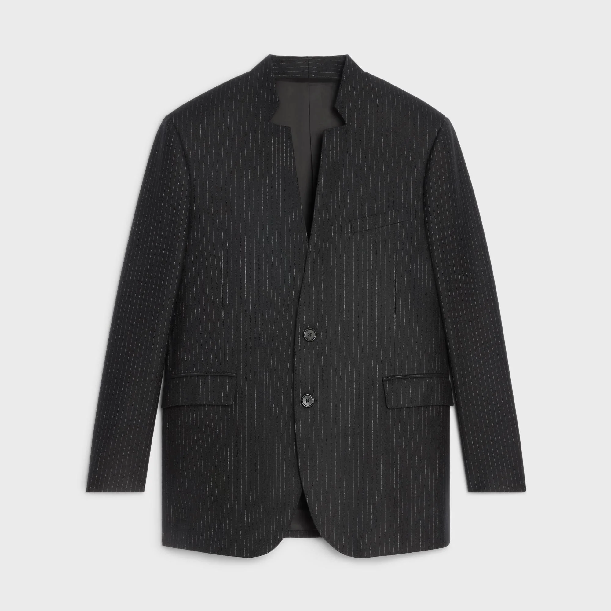 2B Boxy Jacket With Decant Collar - Black/Chalk - Image 7