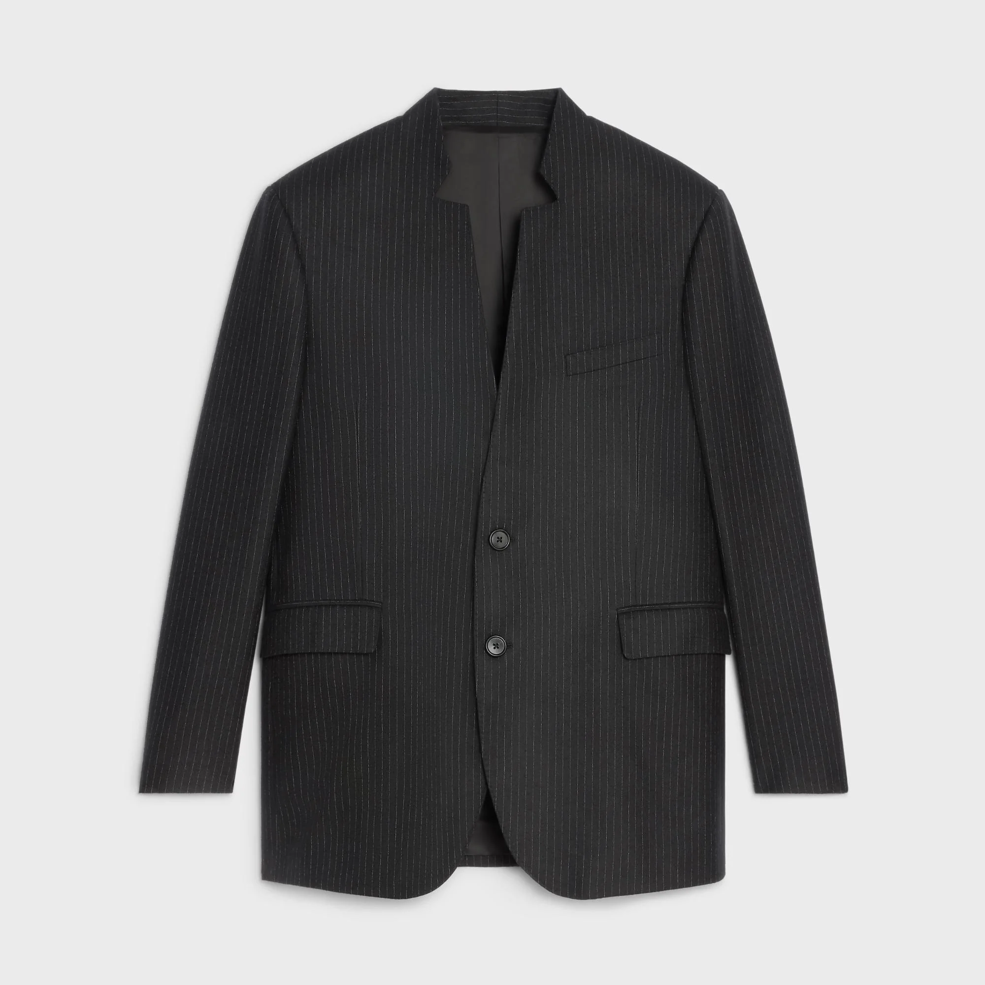 2B Boxy Jacket With Decant Collar - Black/Chalk - Image 8
