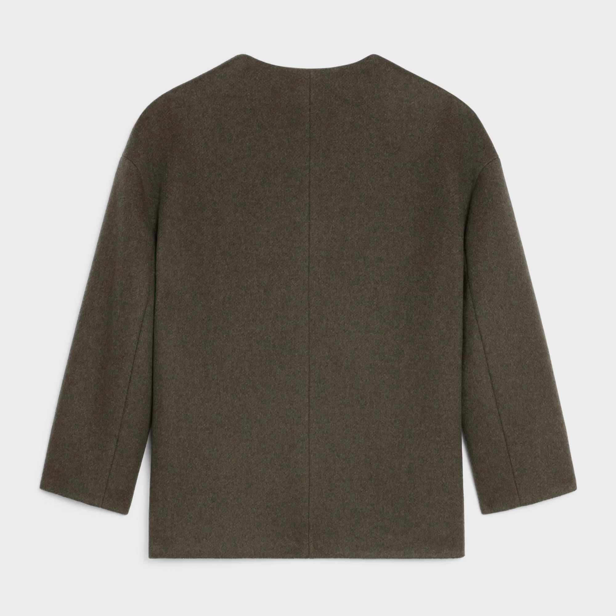 Jacket With Oversized Staple Pure Collar - Khaki Melange - Image 2