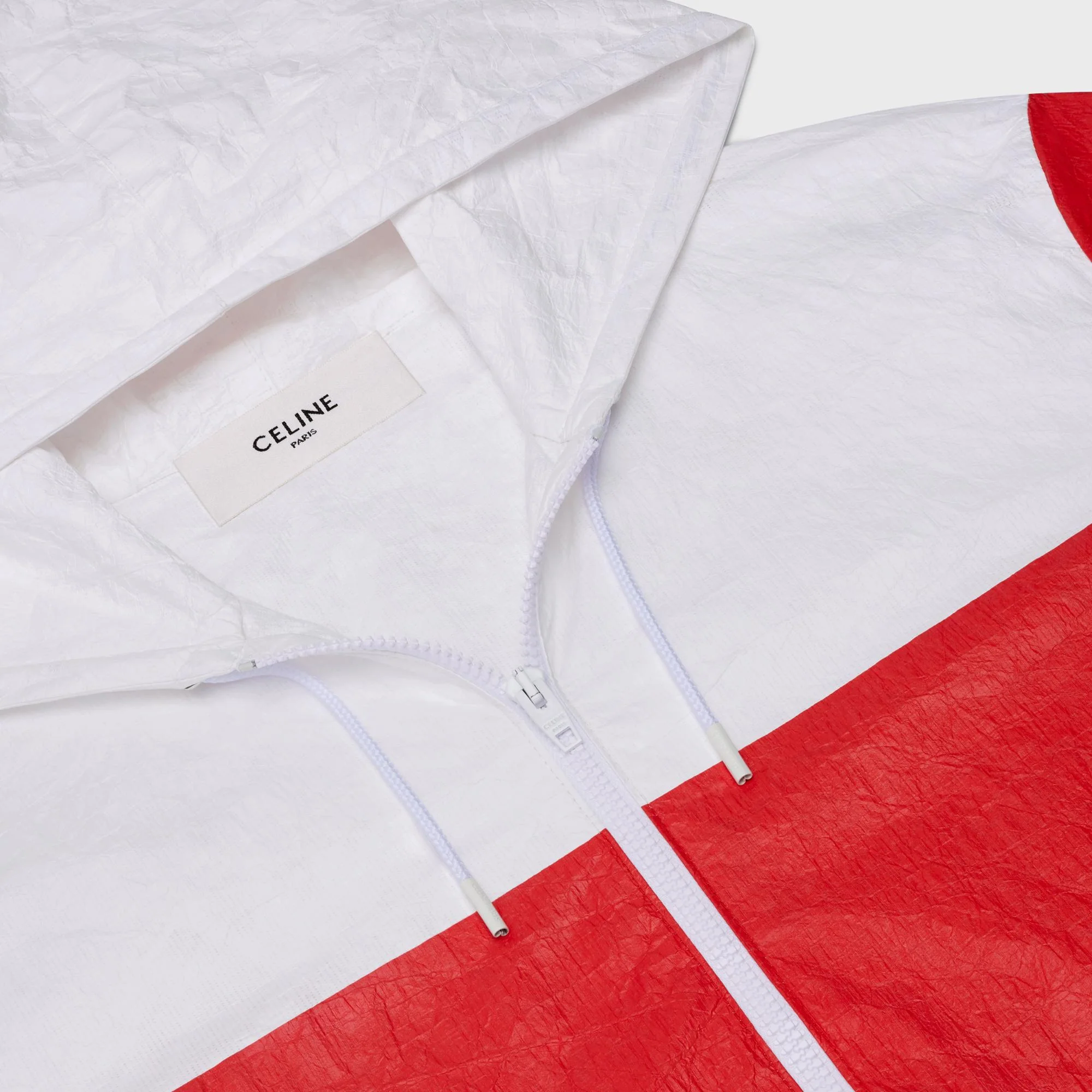 Celine Hooded Zip Jacket - White/Red - Image 3
