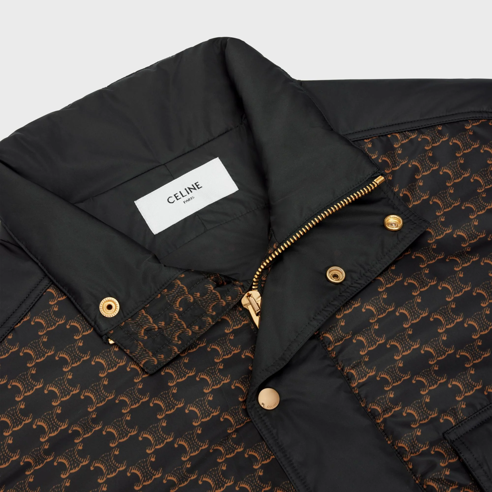 Stand-Up Collar Jacket - Beige/Black - Image 3