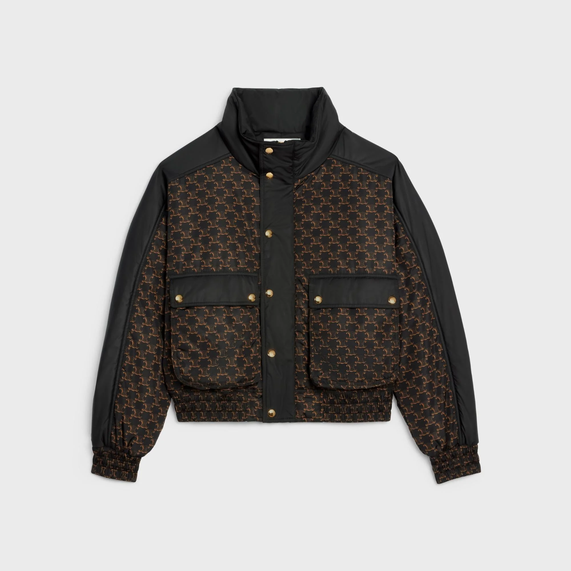 Stand-Up Collar Jacket - Beige/Black