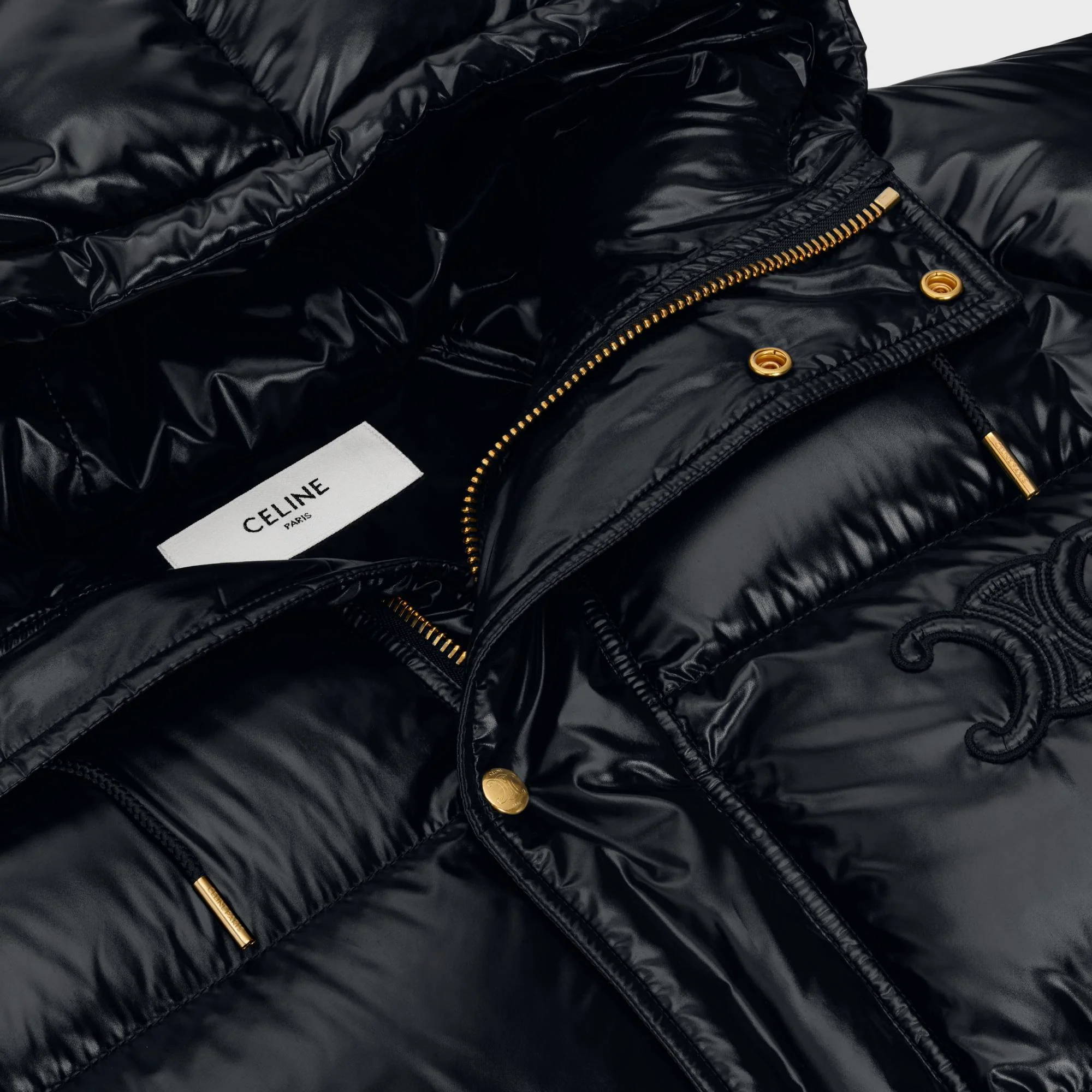 Triomphe Long Down Jacket - Black - Image 3