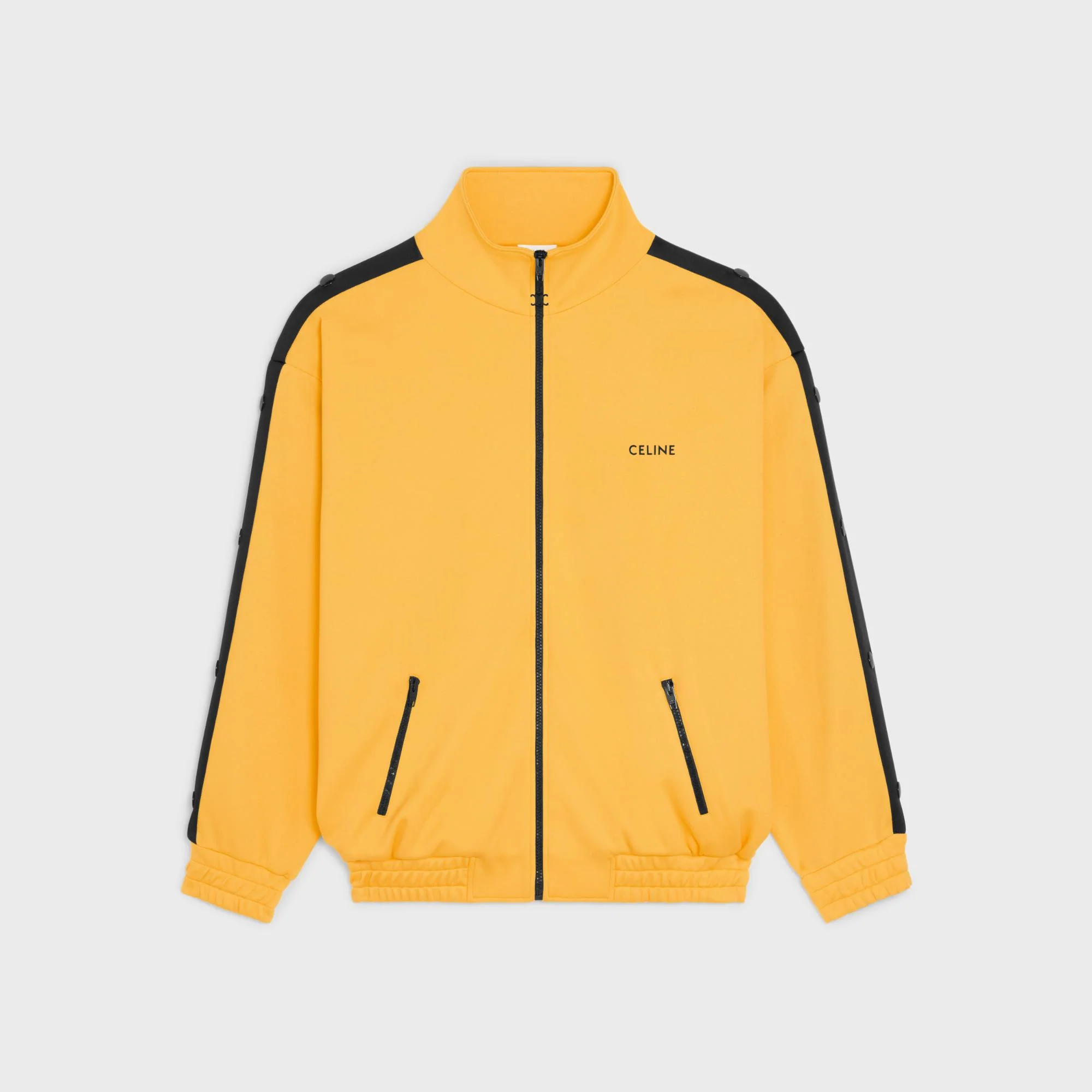 Zip-Up Sweat-Shirt With Snap Bands - Golden Yellow/Black - Image 2