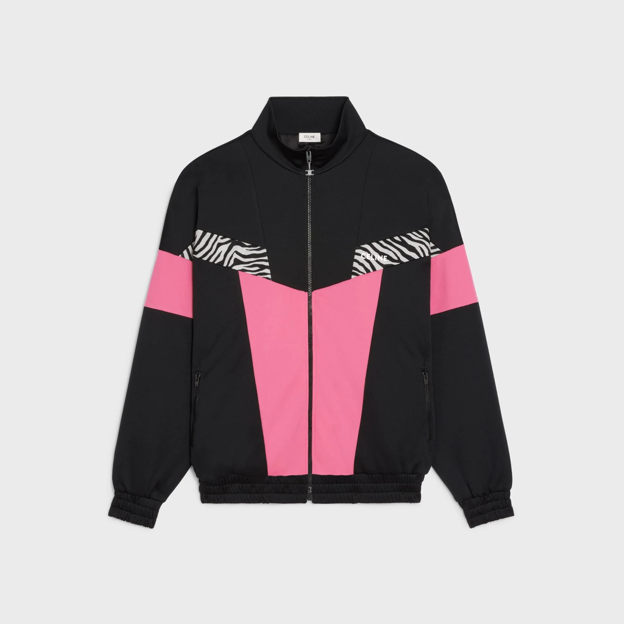 Cut-Out Zip-Up Sweat-Shirt - Black/Rose Dahlia/Zebra