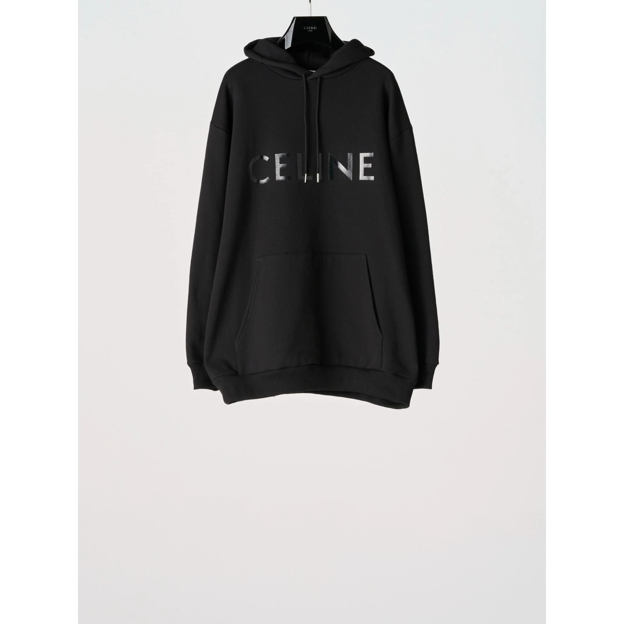 Celine Vinyl Loose Hoodie - Black
