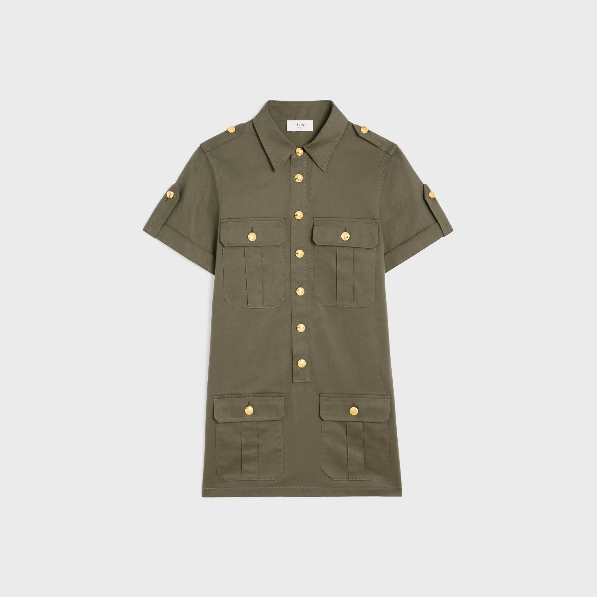 Army Pockets T-Shirt Dress - Khaki