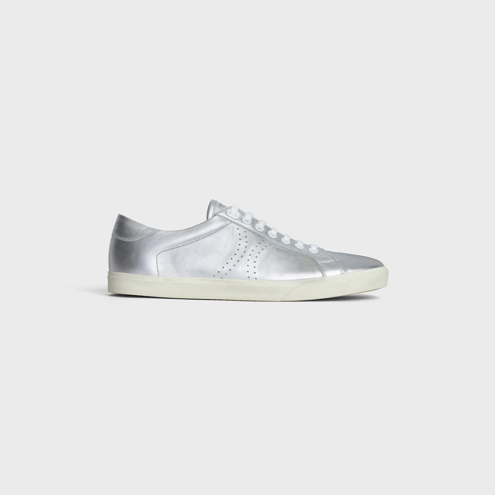 Low Lace Up Sneaker With Perfo - Silver