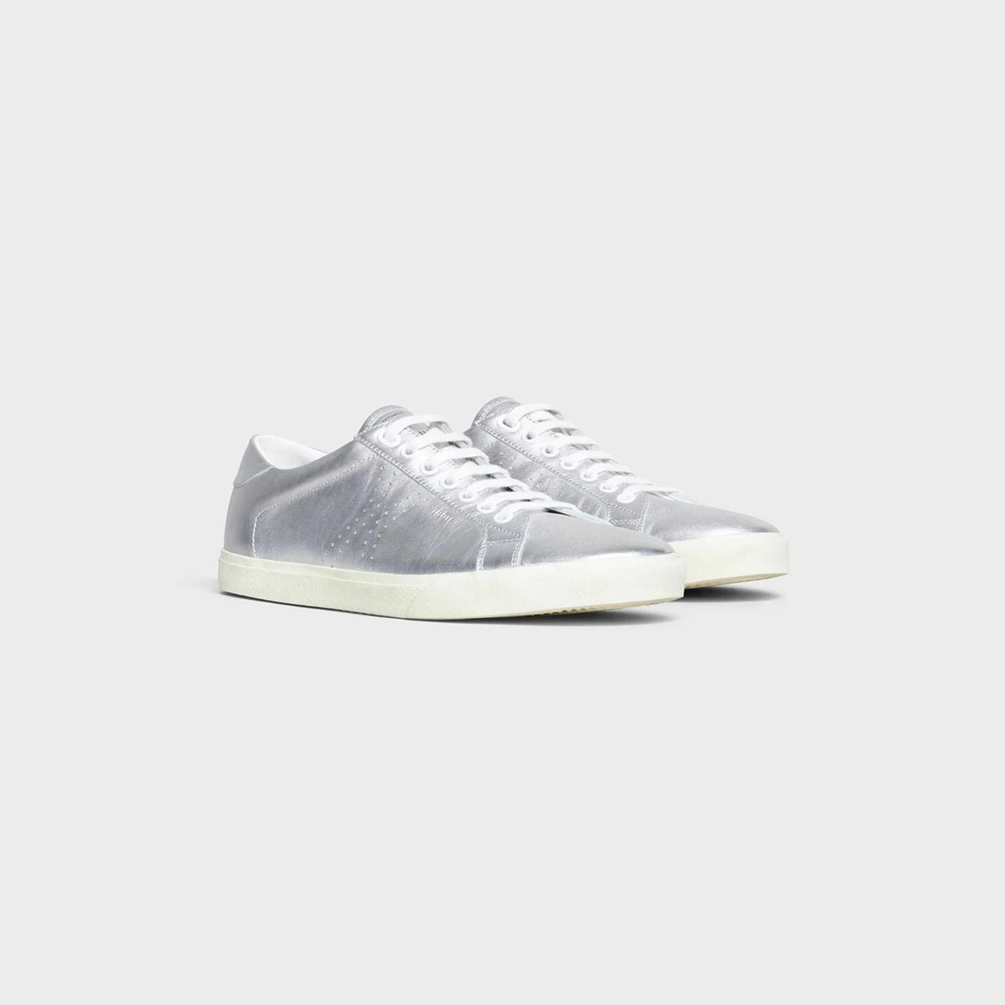 Low Lace Up Sneaker With Perfo - Silver - Image 2