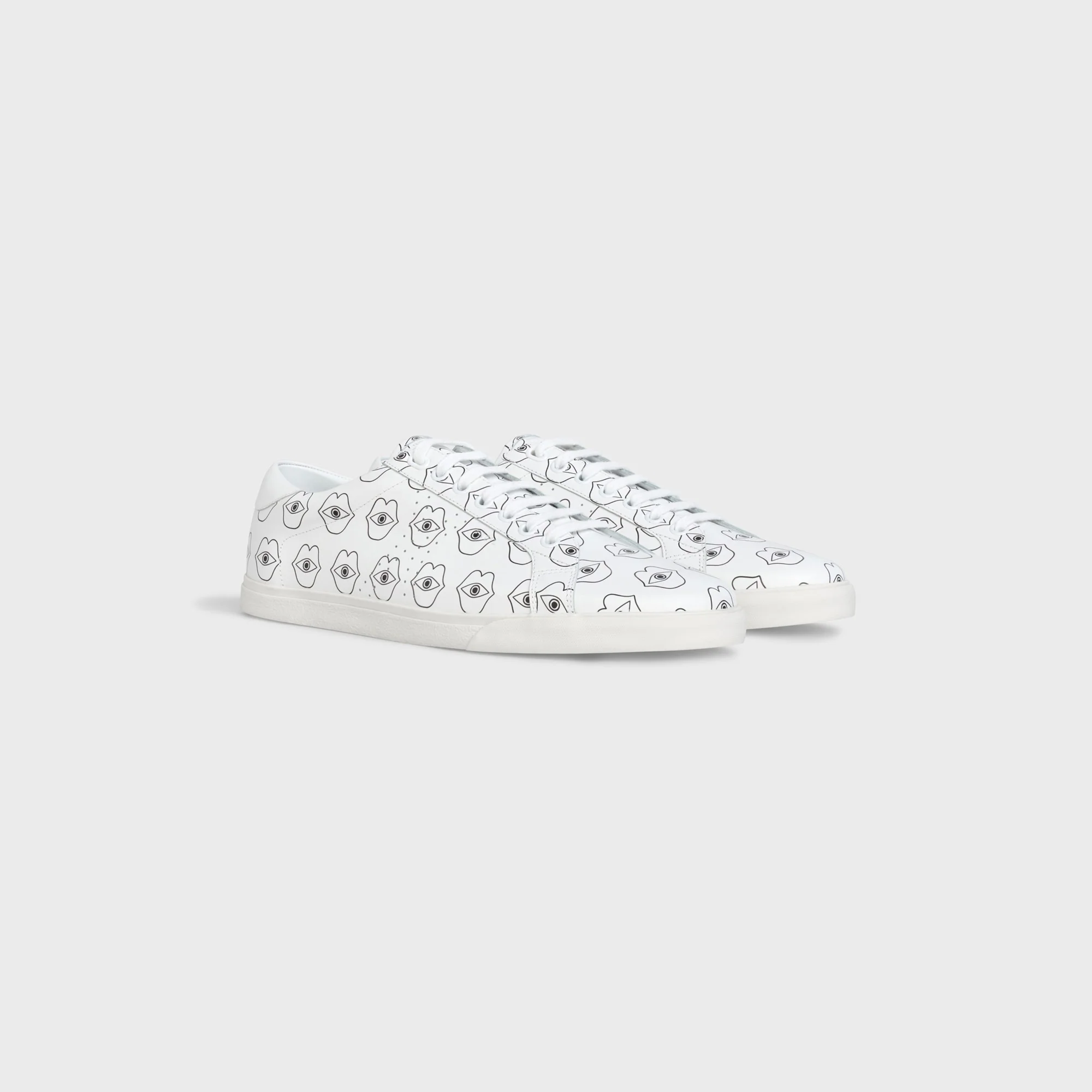 Celine Triomphe Sneakers - Low Lace Up Sneaker Perf Logo - White/Black - Image 2