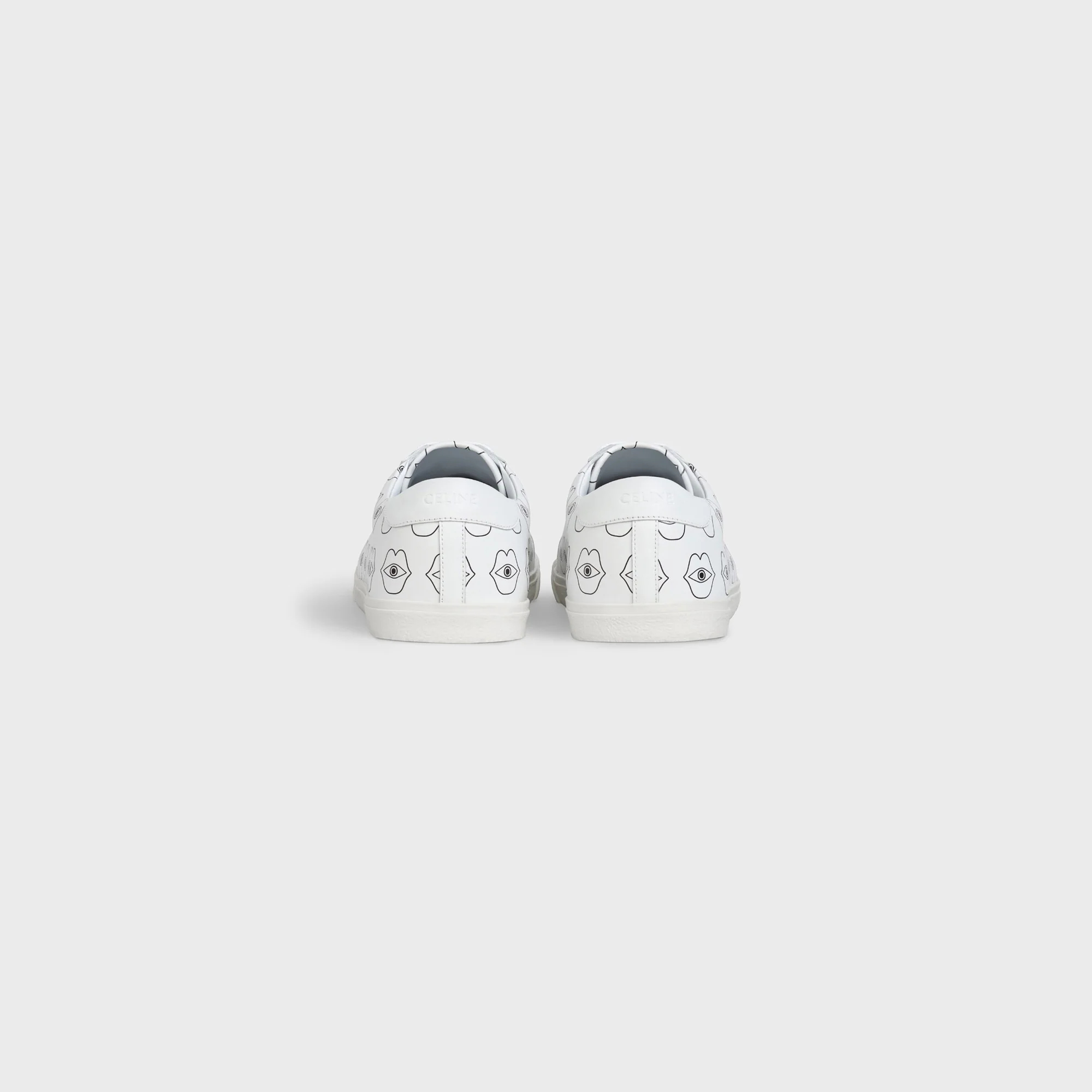 Celine Triomphe Sneakers - Low Lace Up Sneaker Perf Logo - White/Black - Image 3
