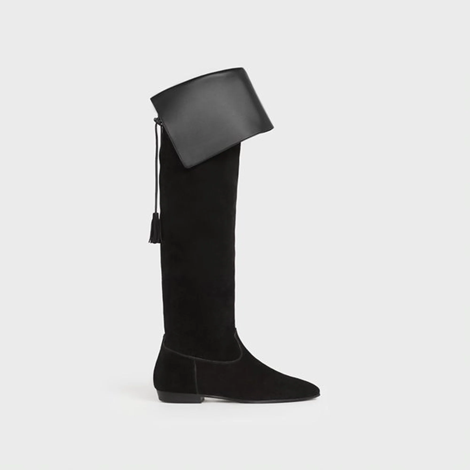 Over The Knee Flat Boot 05 - Black - Image 2