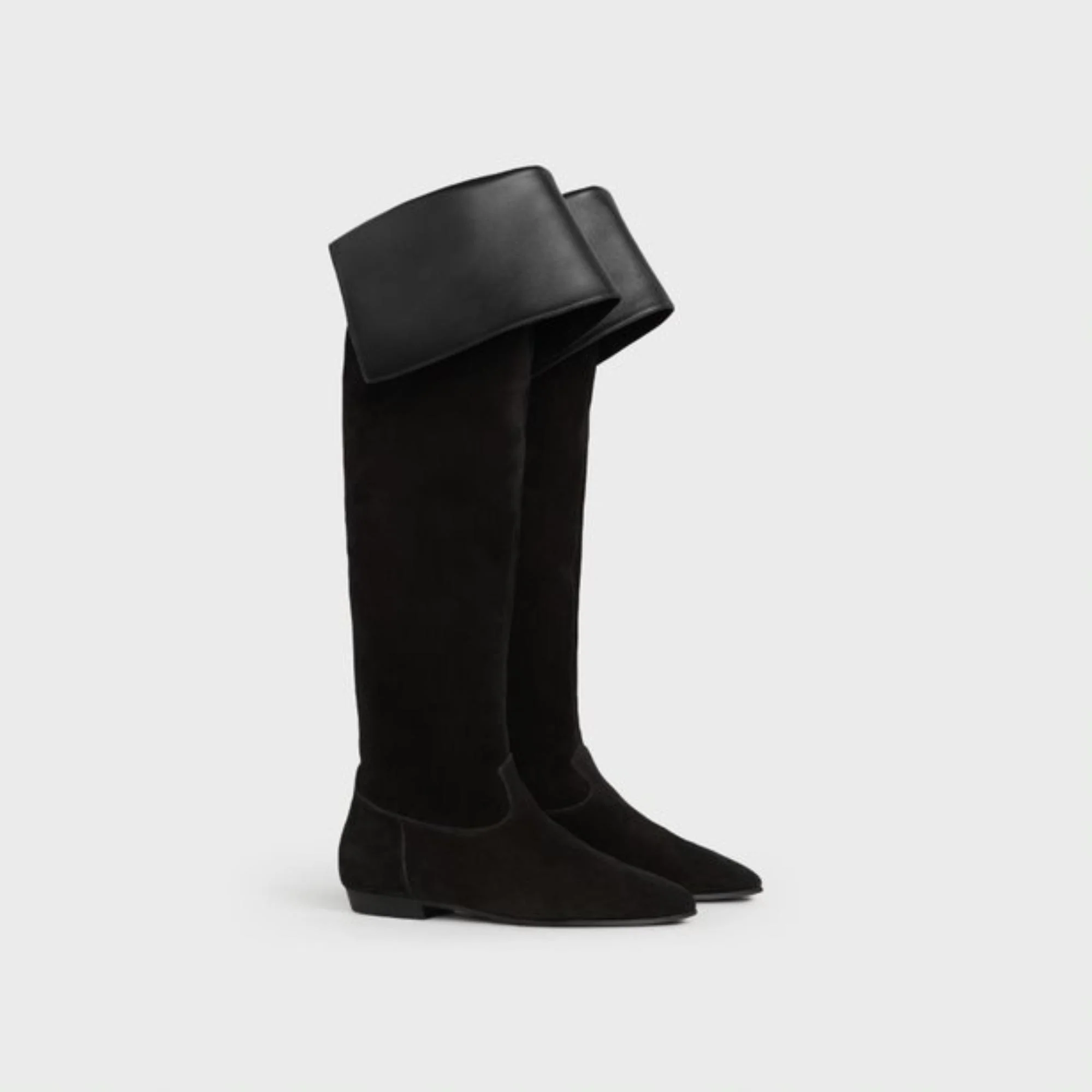 Over The Knee Flat Boot 05 - Black - Image 3