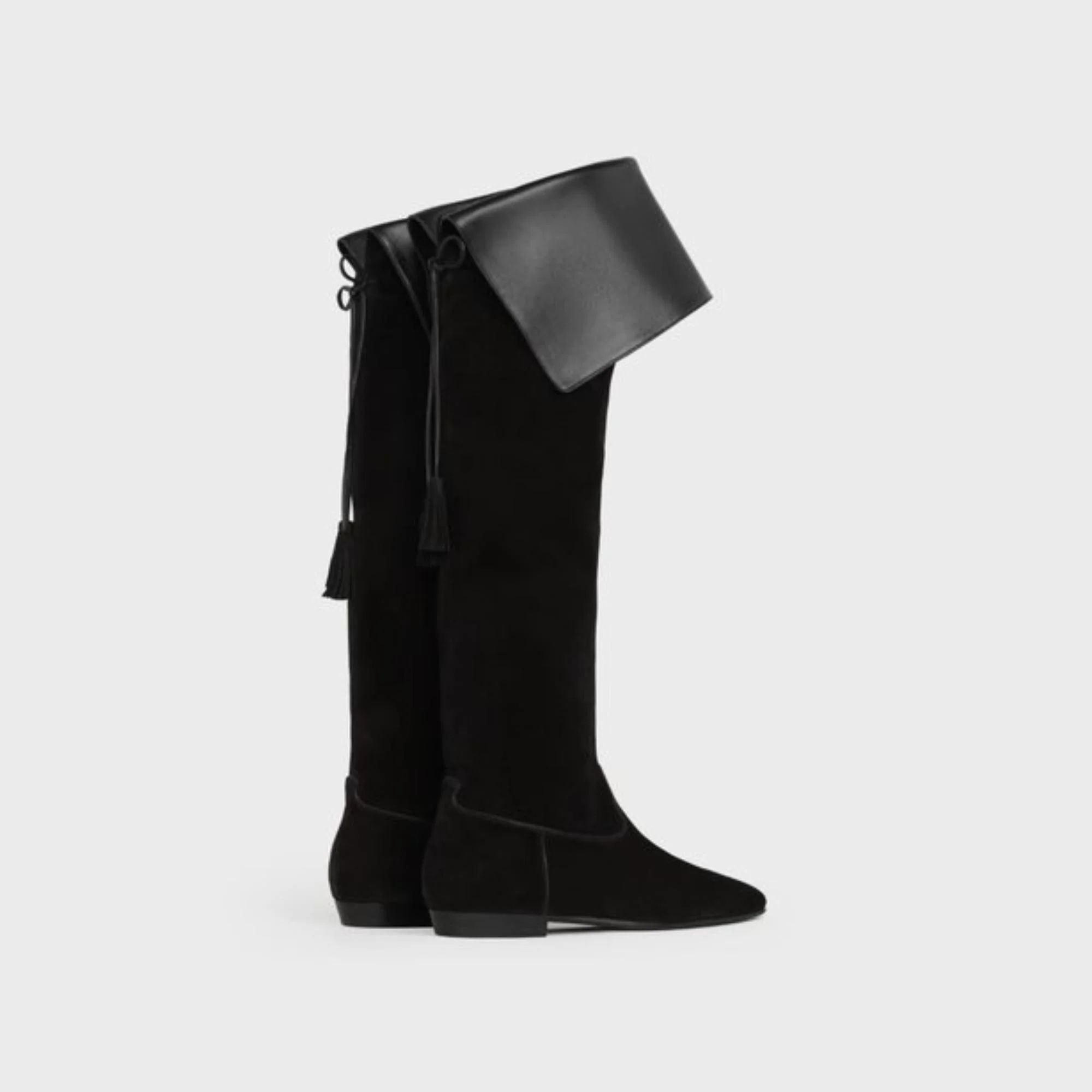 Over The Knee Flat Boot 05 - Black - Image 4