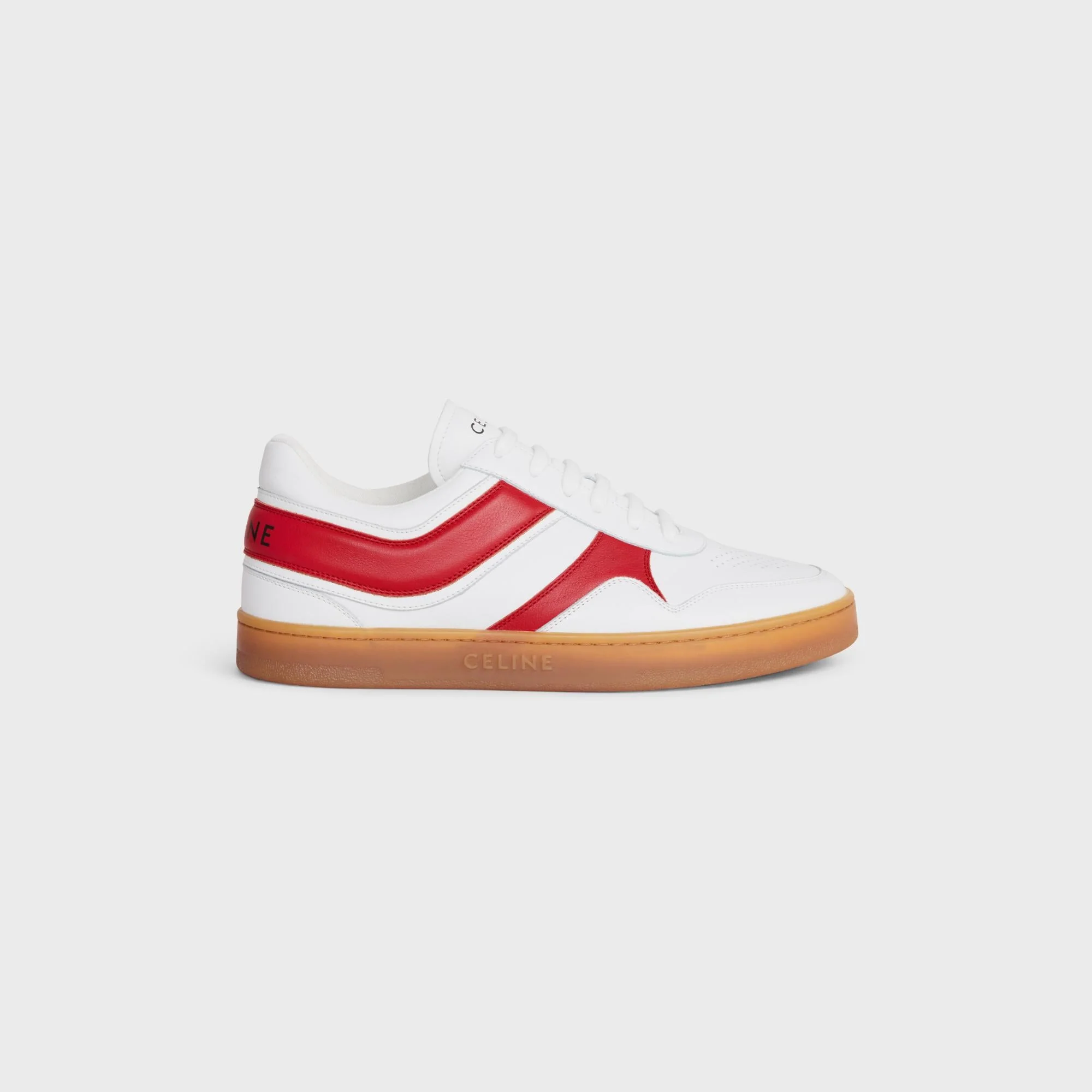 Low Lace-Up Sneaker - Optic White/Red/Beige - Image 4