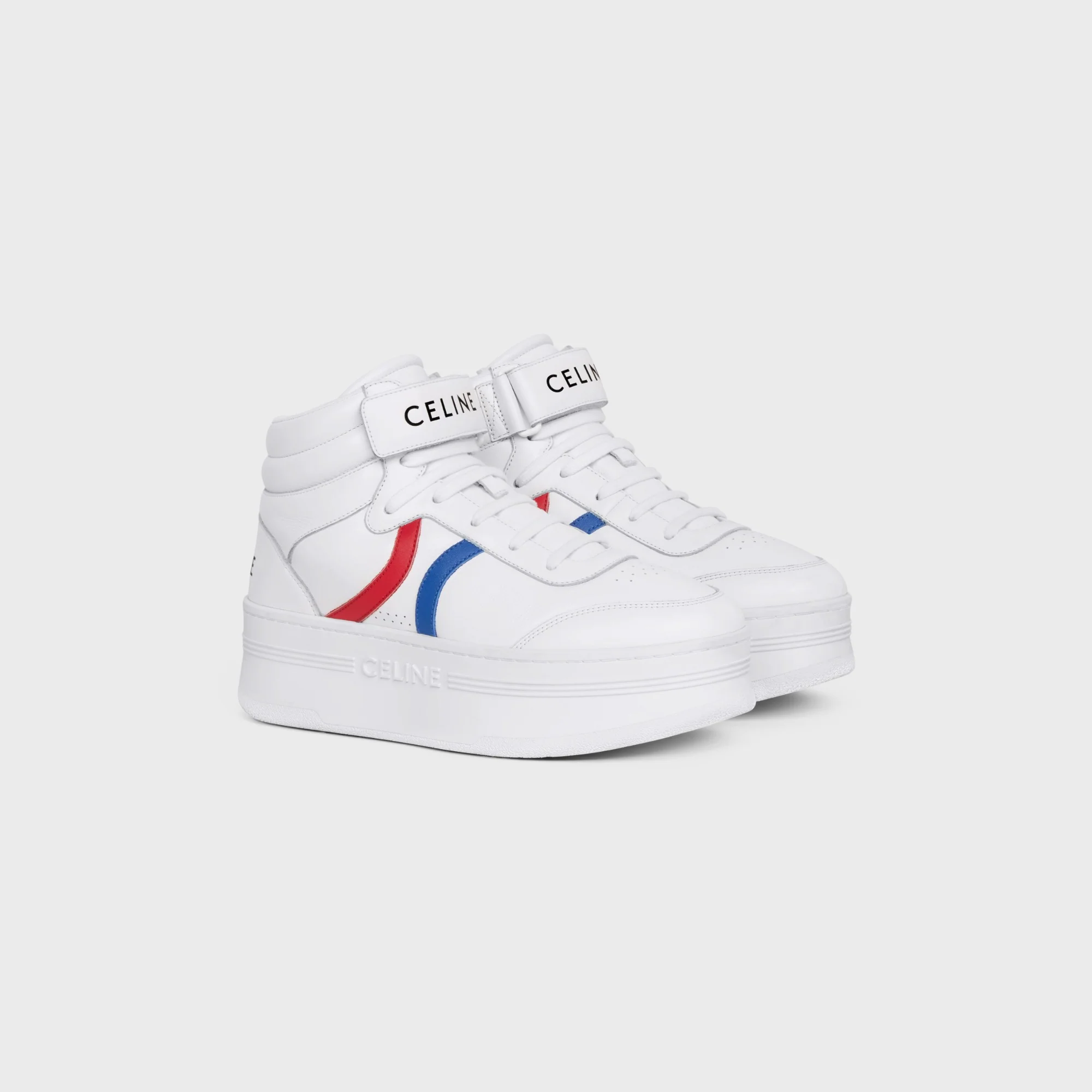 Mid Lace-Up Sneaker W/Scratch - Optic White/Red/Blue - Image 3