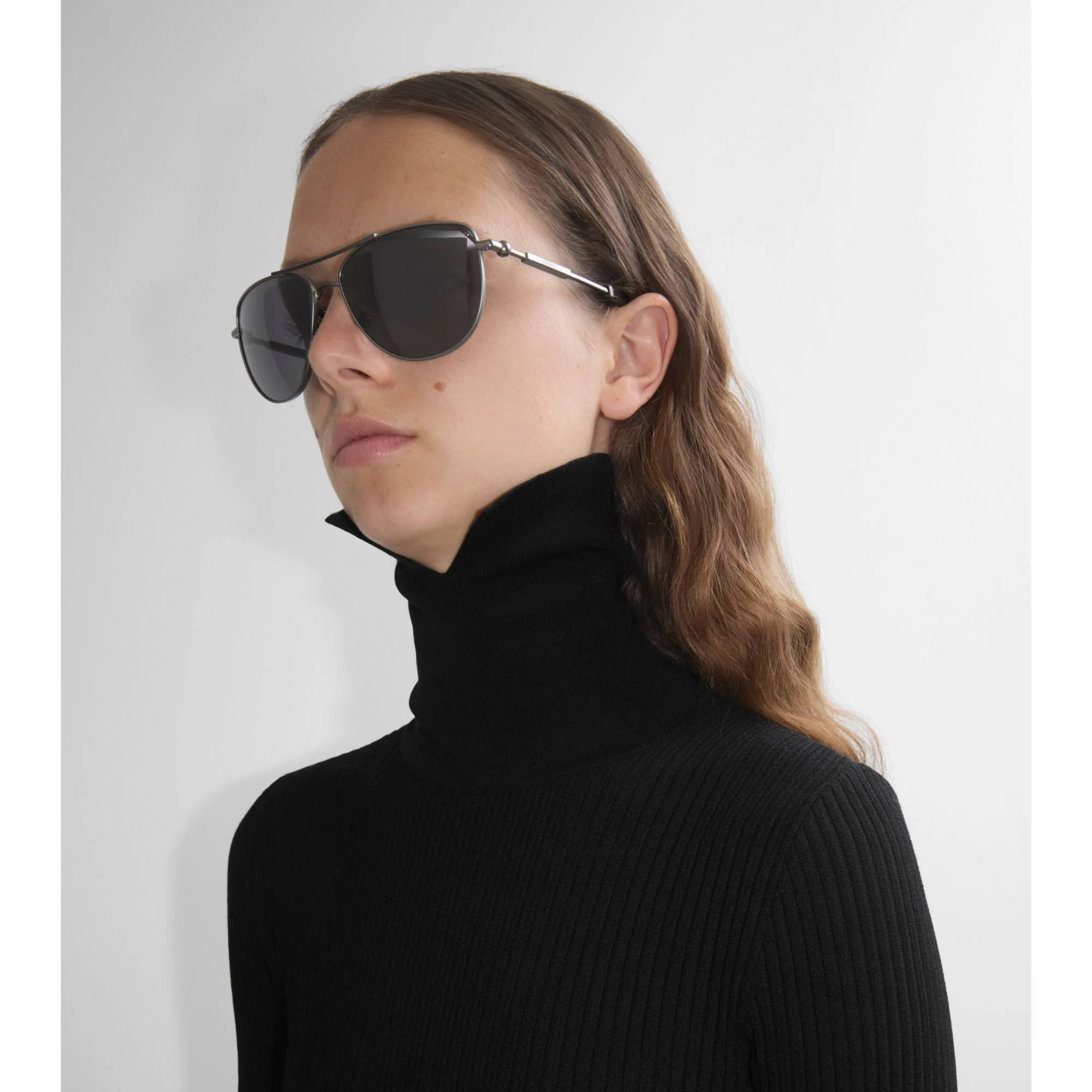 Metal Logo Square Sunglasses - Black - Image 2