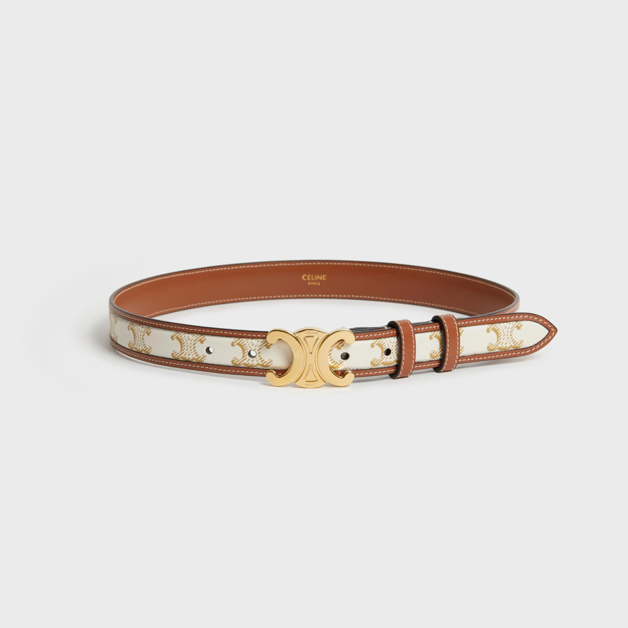 Triomphe Belt Medium 25Mm - White
