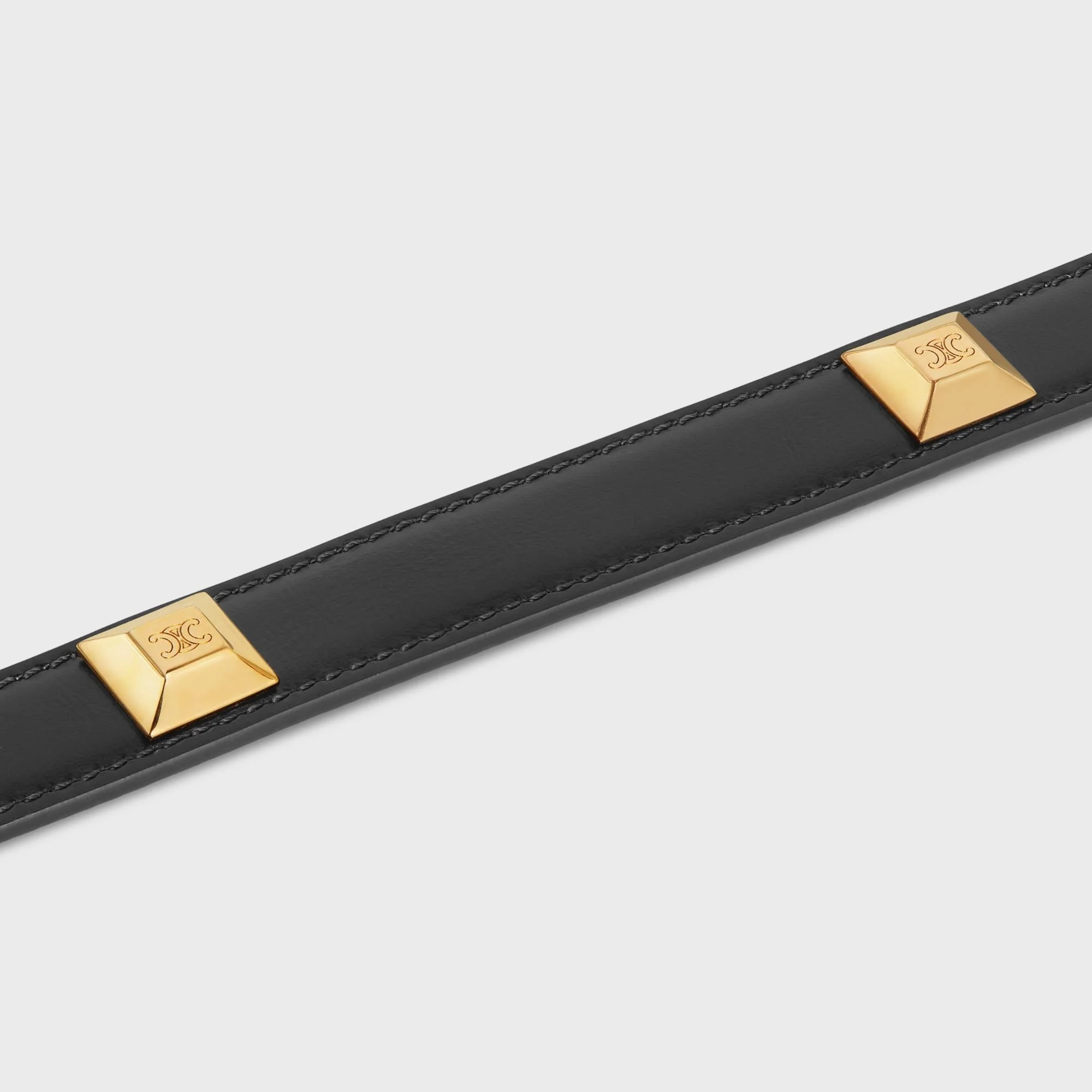 Pyramidal Triomphe Studs Western Belt - Black - Image 5