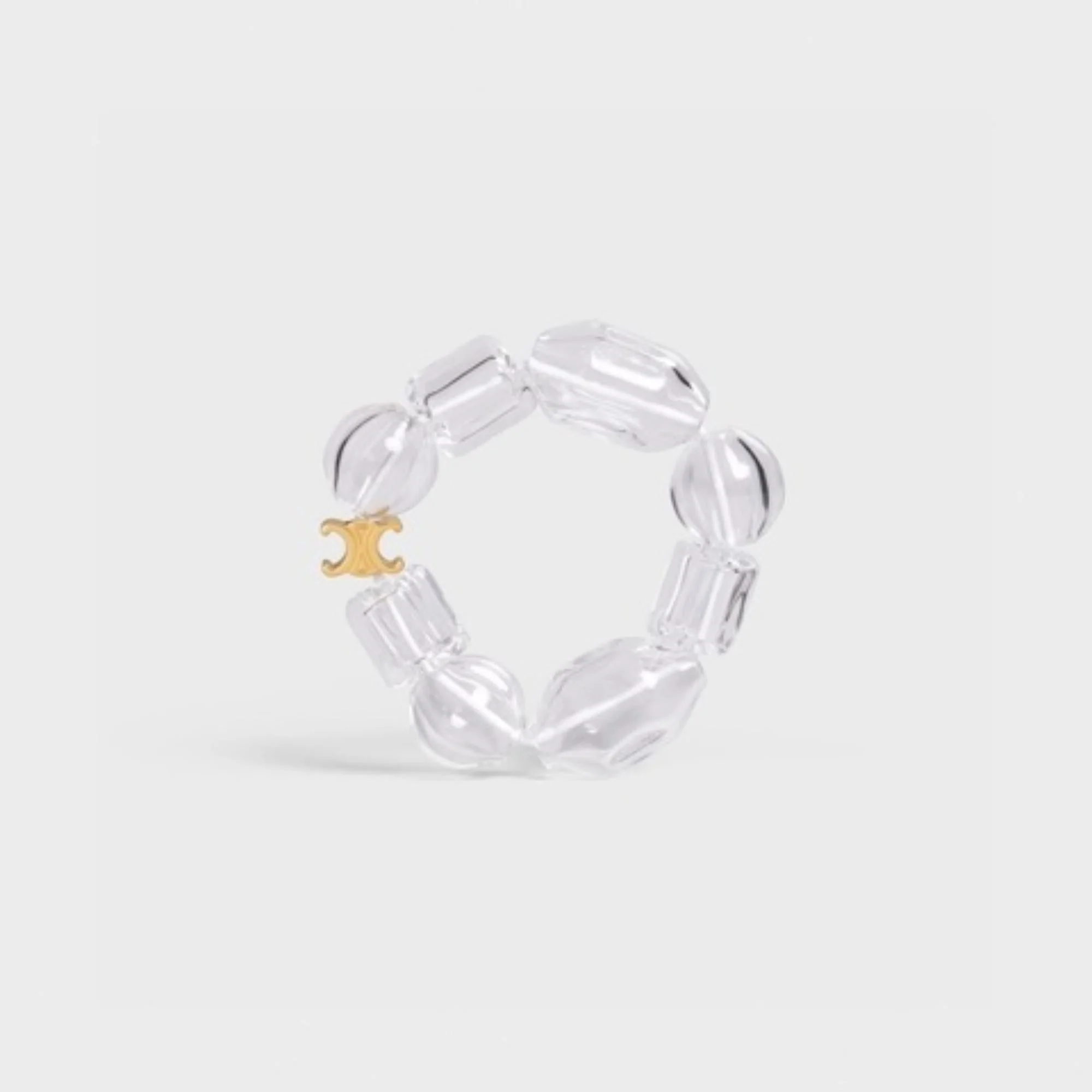 Celine Blown Glass Bracelet - Gold/White