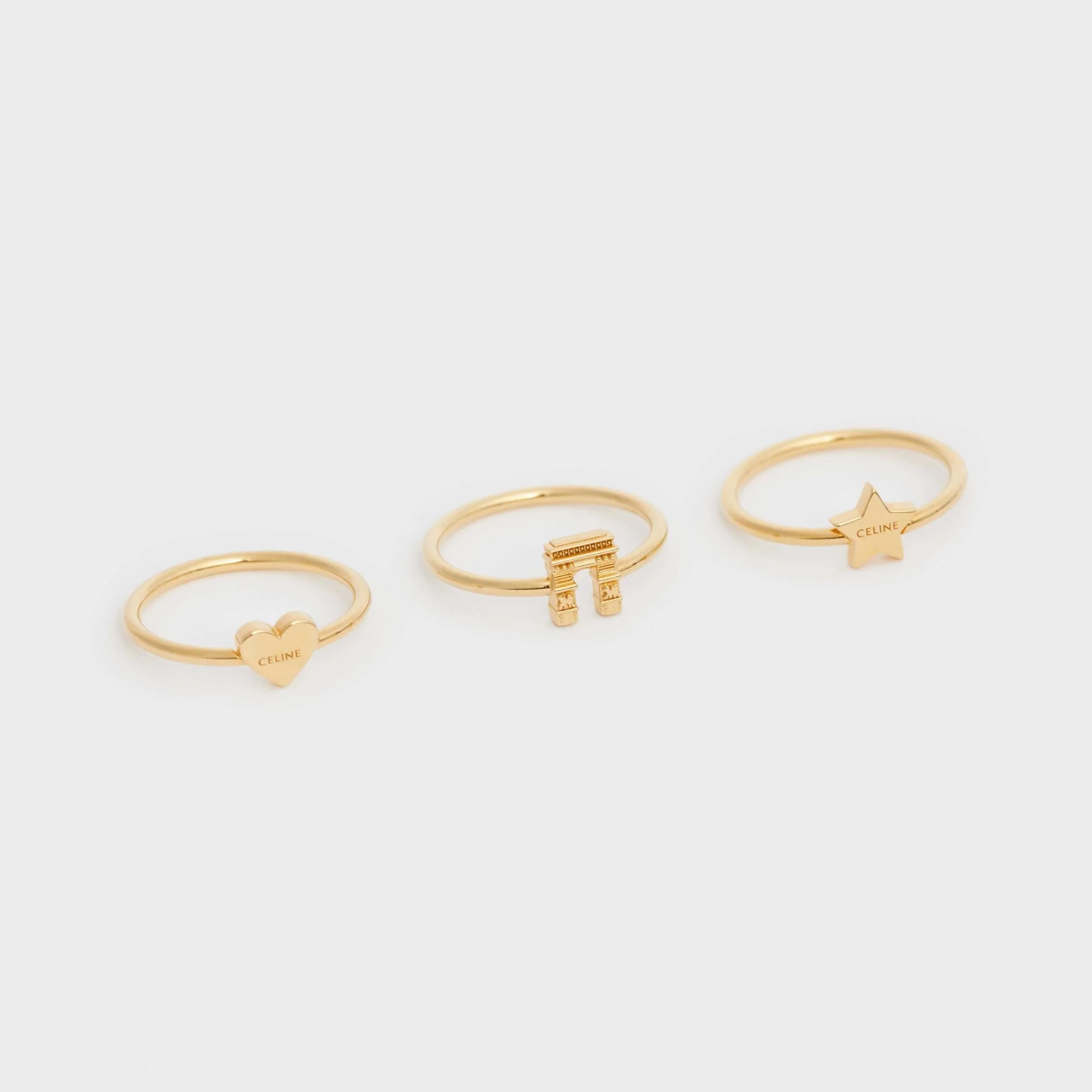Celine Separables Arc De Triomphe Set Of 3 Rings - Gold - Image 3