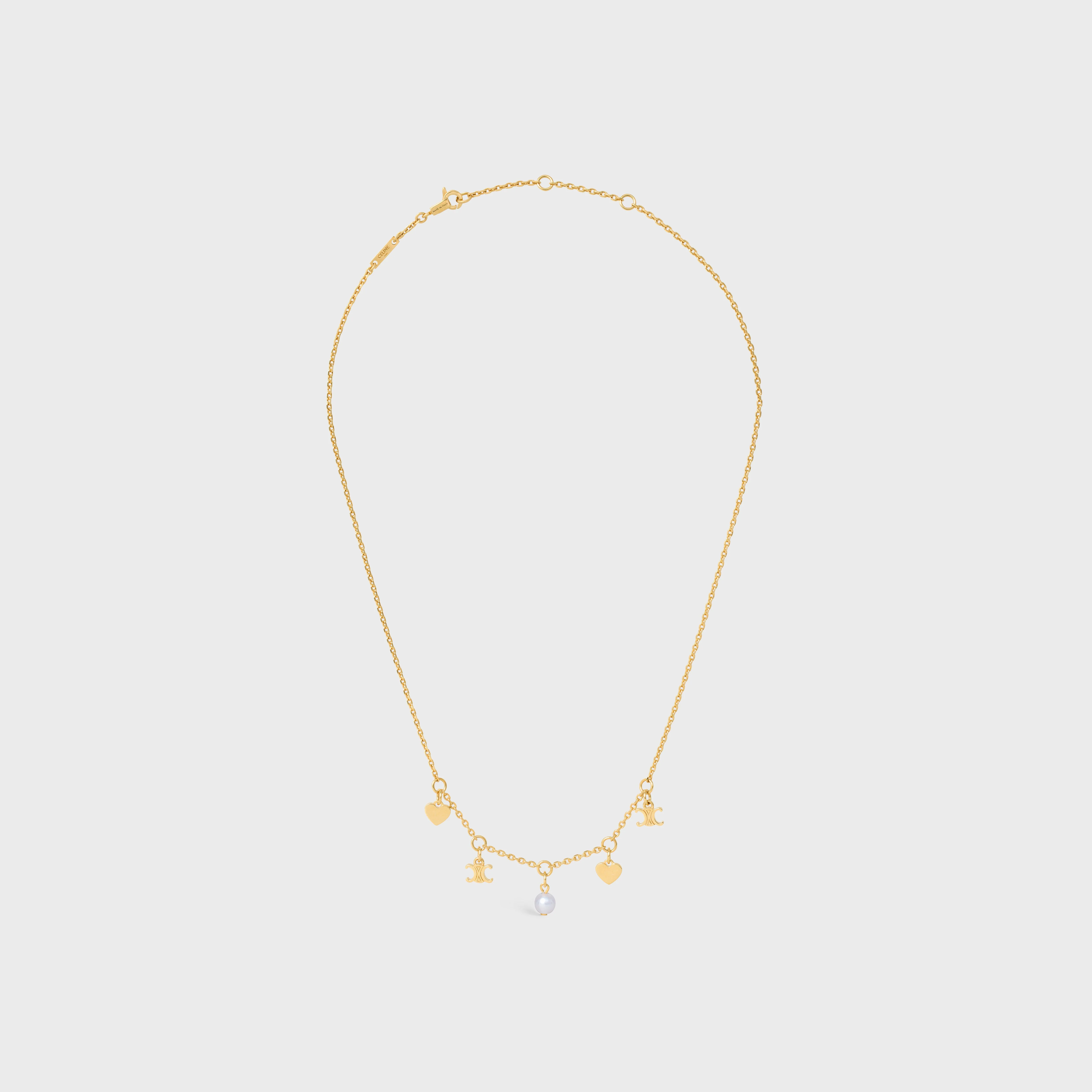 Heart Celine Charms Necklace - Gold/Ivory