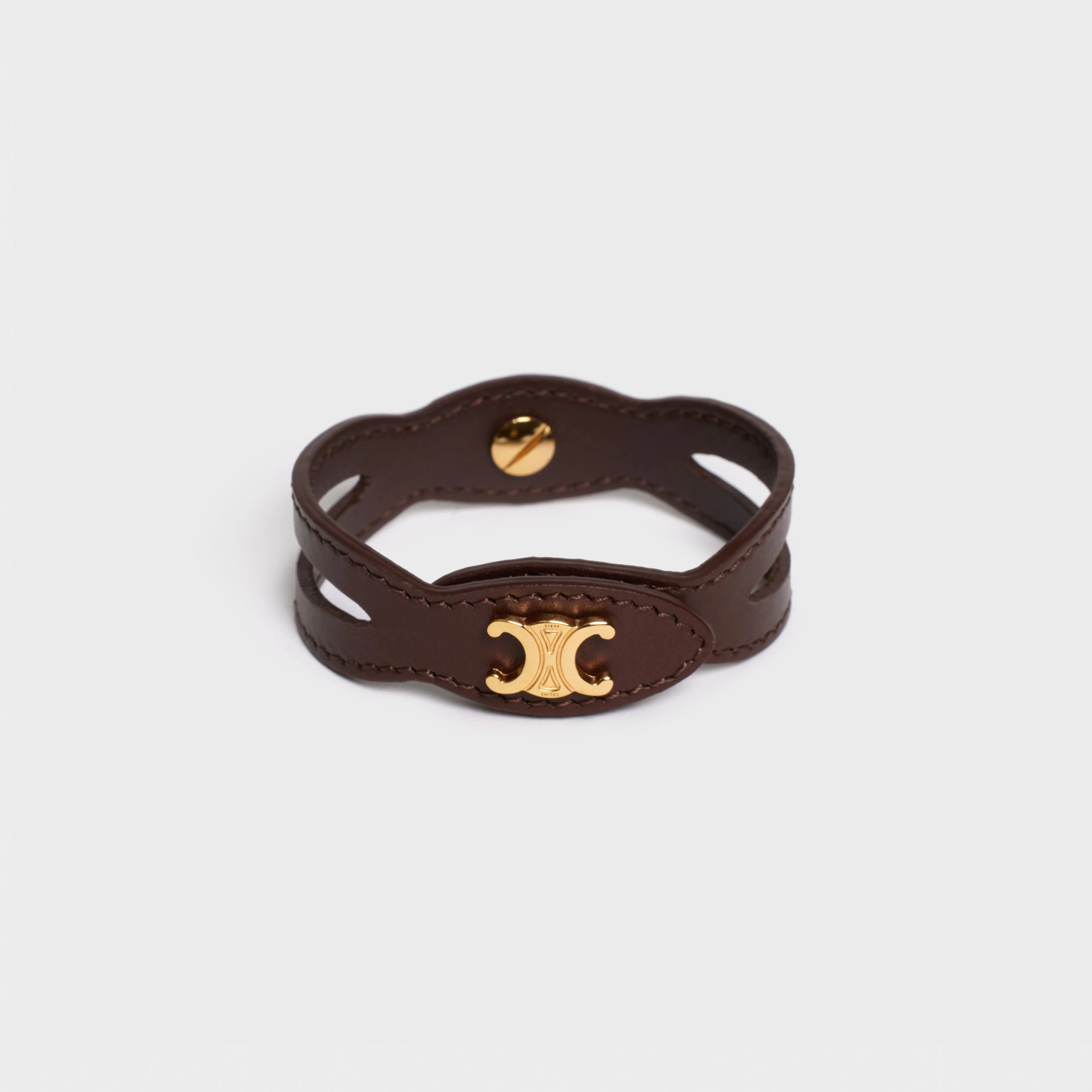 Celine Leathers Bridle Bracelet - Gold/Chestnut - Image 3