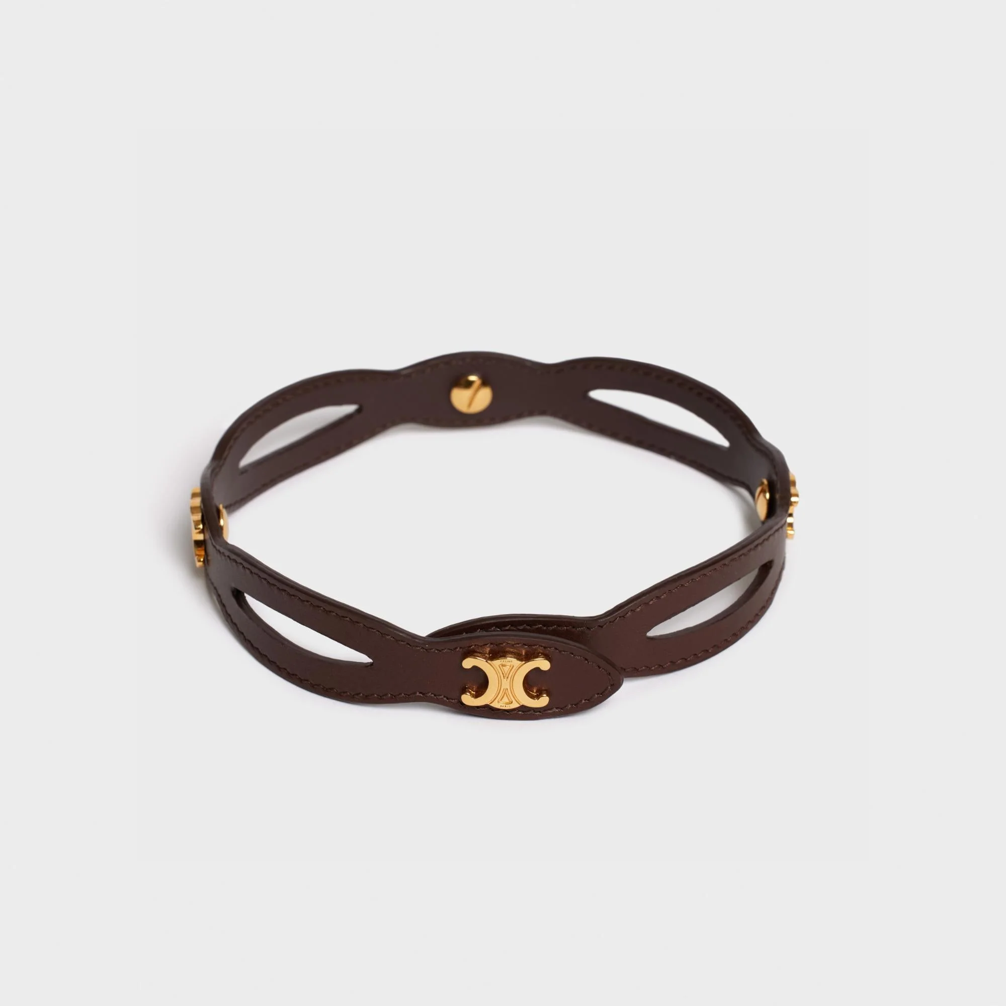 Celine Leathers Bridle Choker - Gold/Chestnut - Image 2