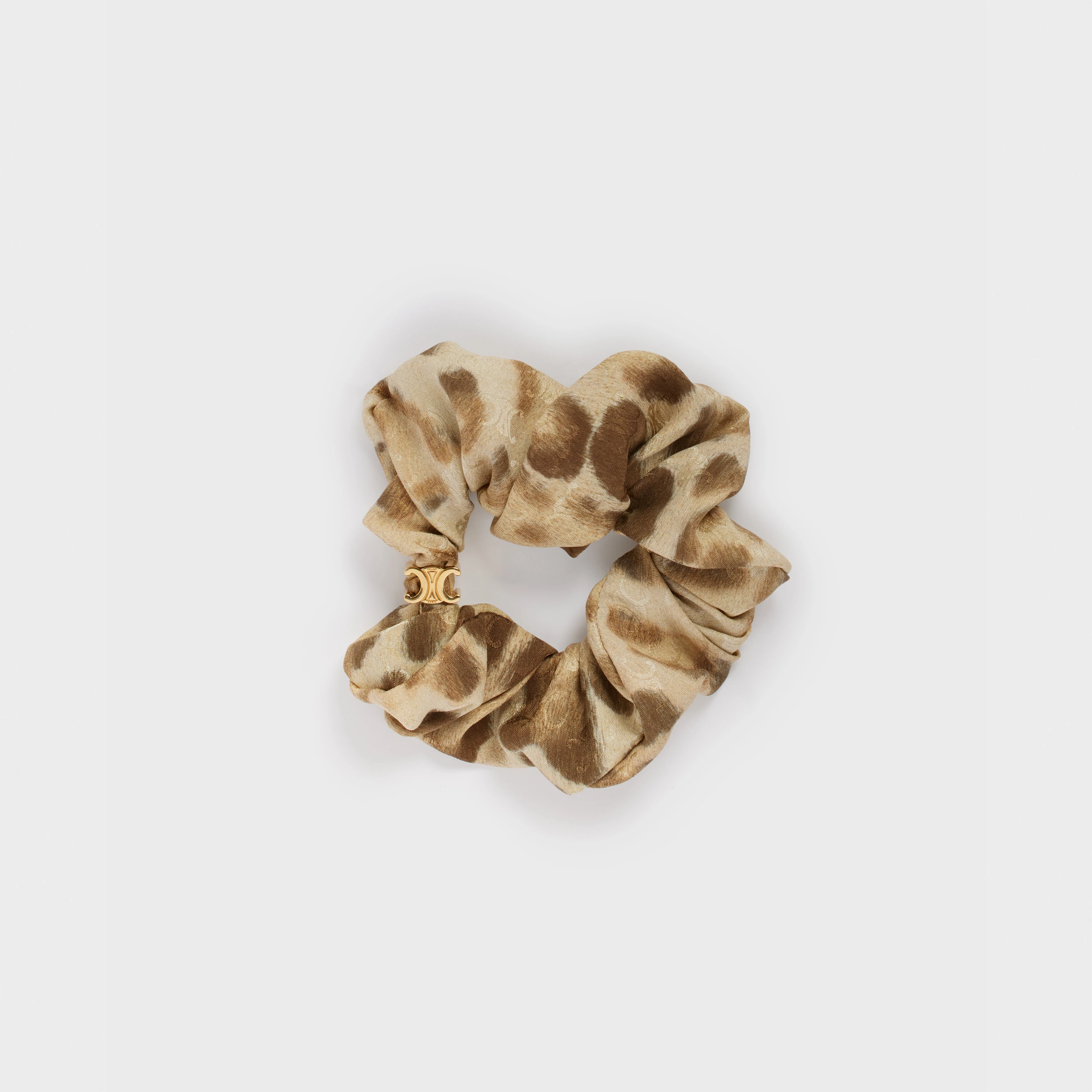 Leopard Scrunchy - Beige/Gold