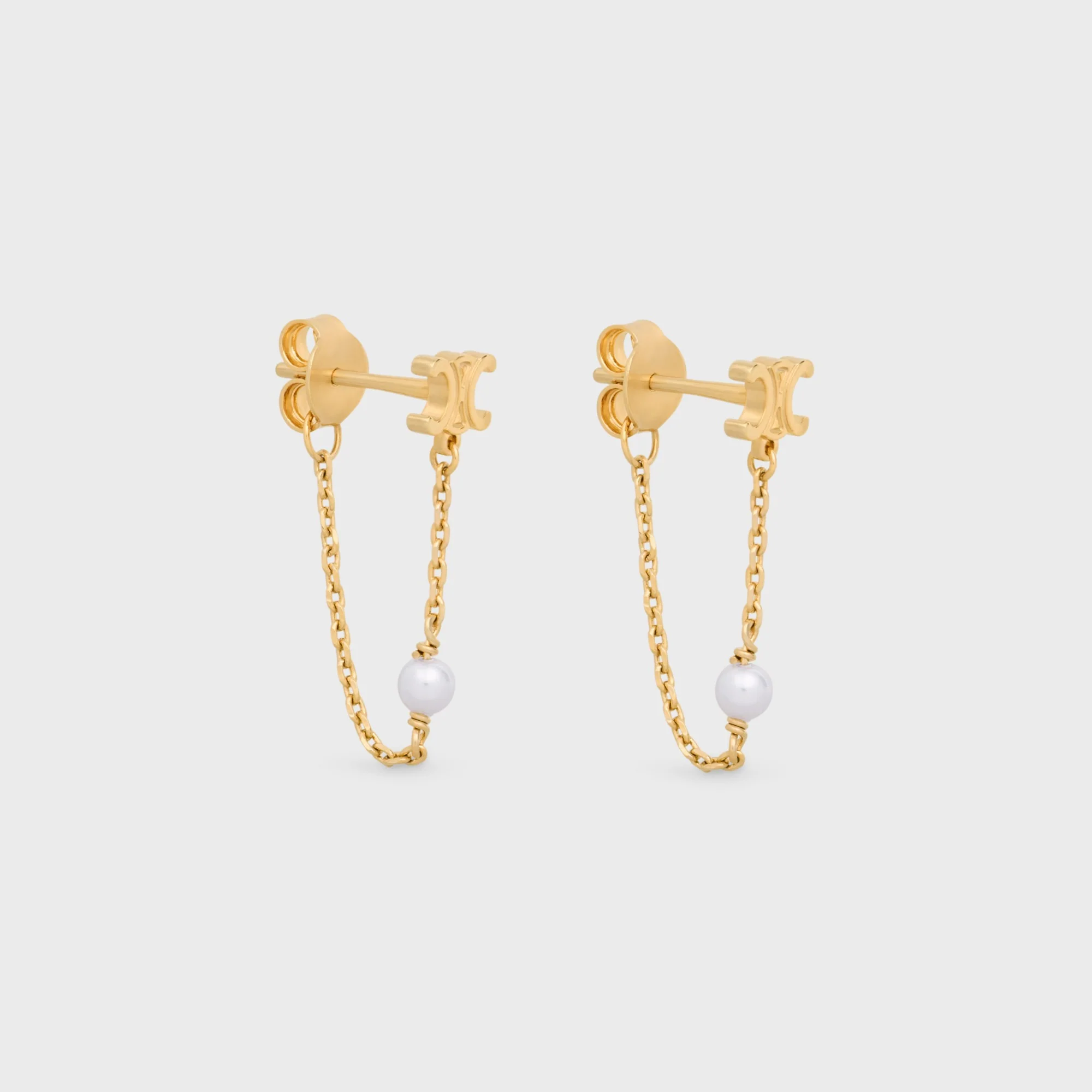 Chain Pearl Earrings - Gold/Ivory - Image 5