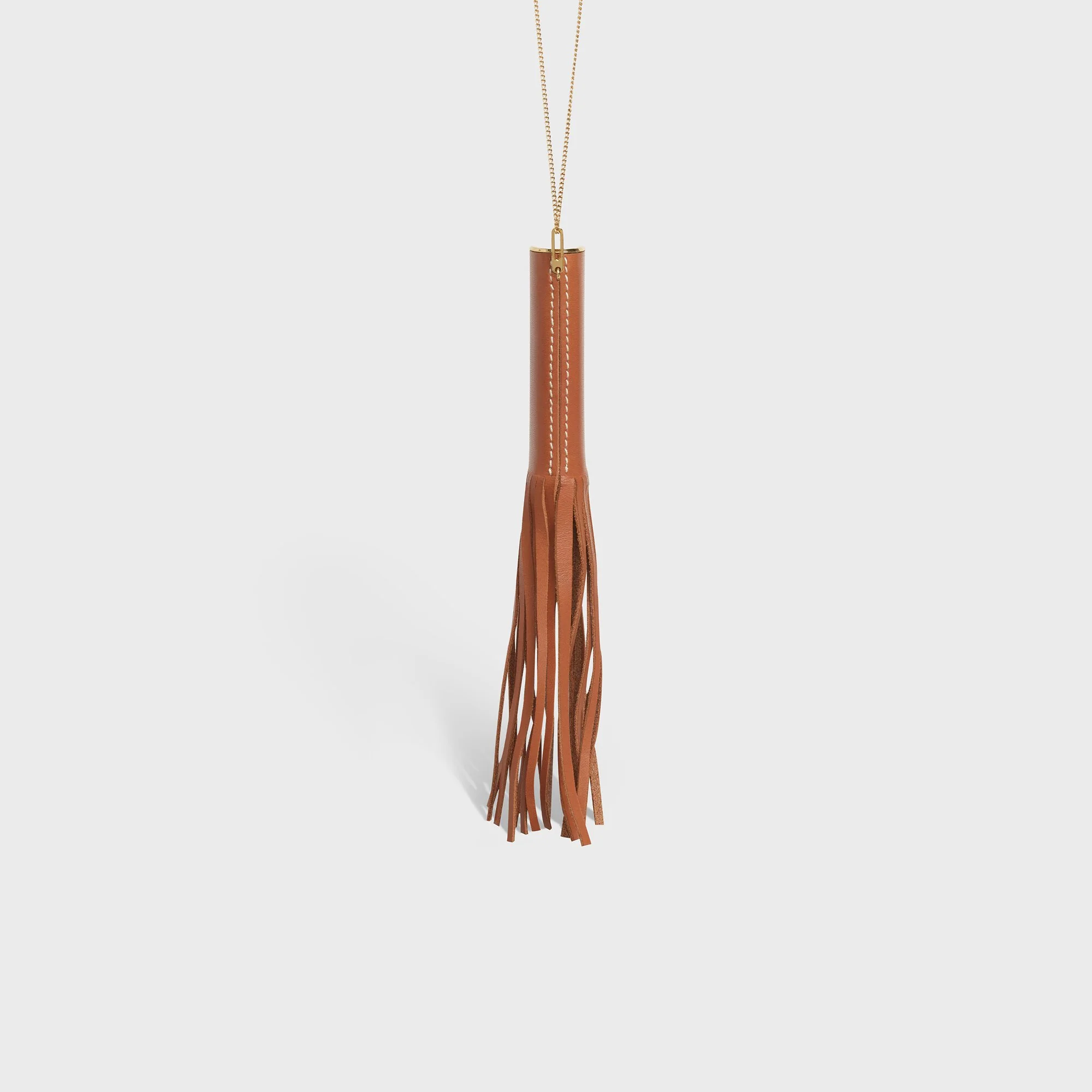Celine Lighter Case Fringes Necklace - Tan/Gold - Image 3