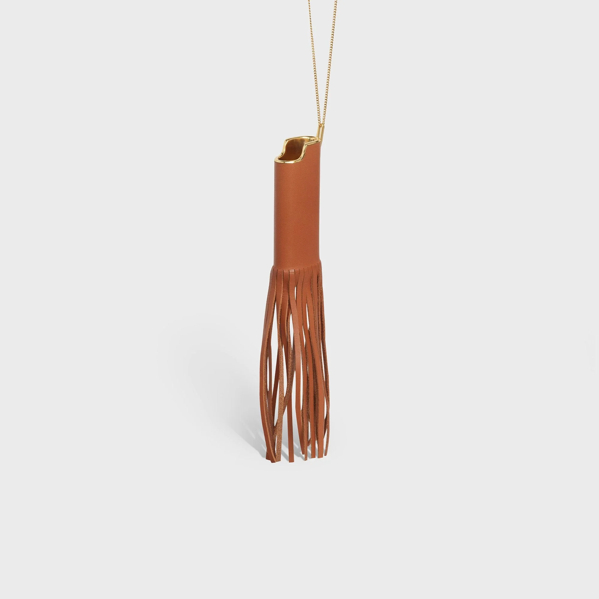 Celine Lighter Case Fringes Necklace - Tan/Gold - Image 2