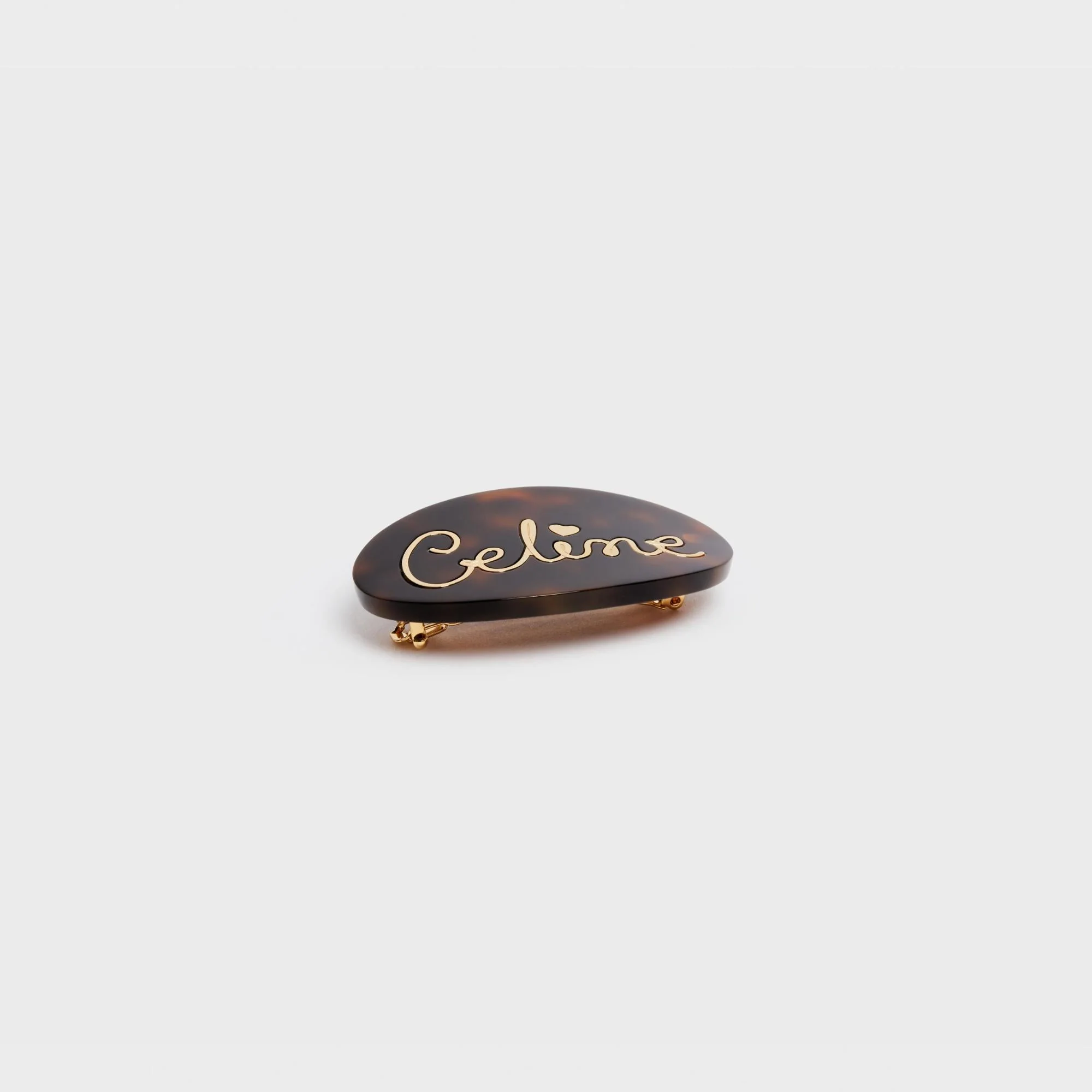 Celine Cursive Heart Hair Clip - Dark Havana/Gold - Image 2