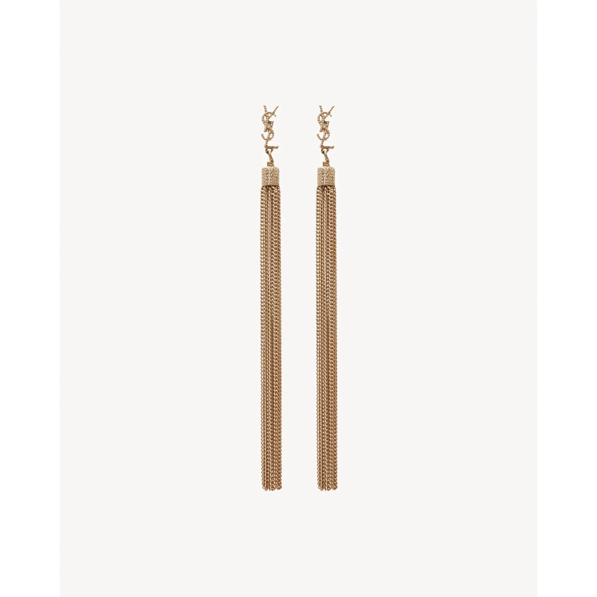 YSL Chain Tassel Earrings - Dore Clair