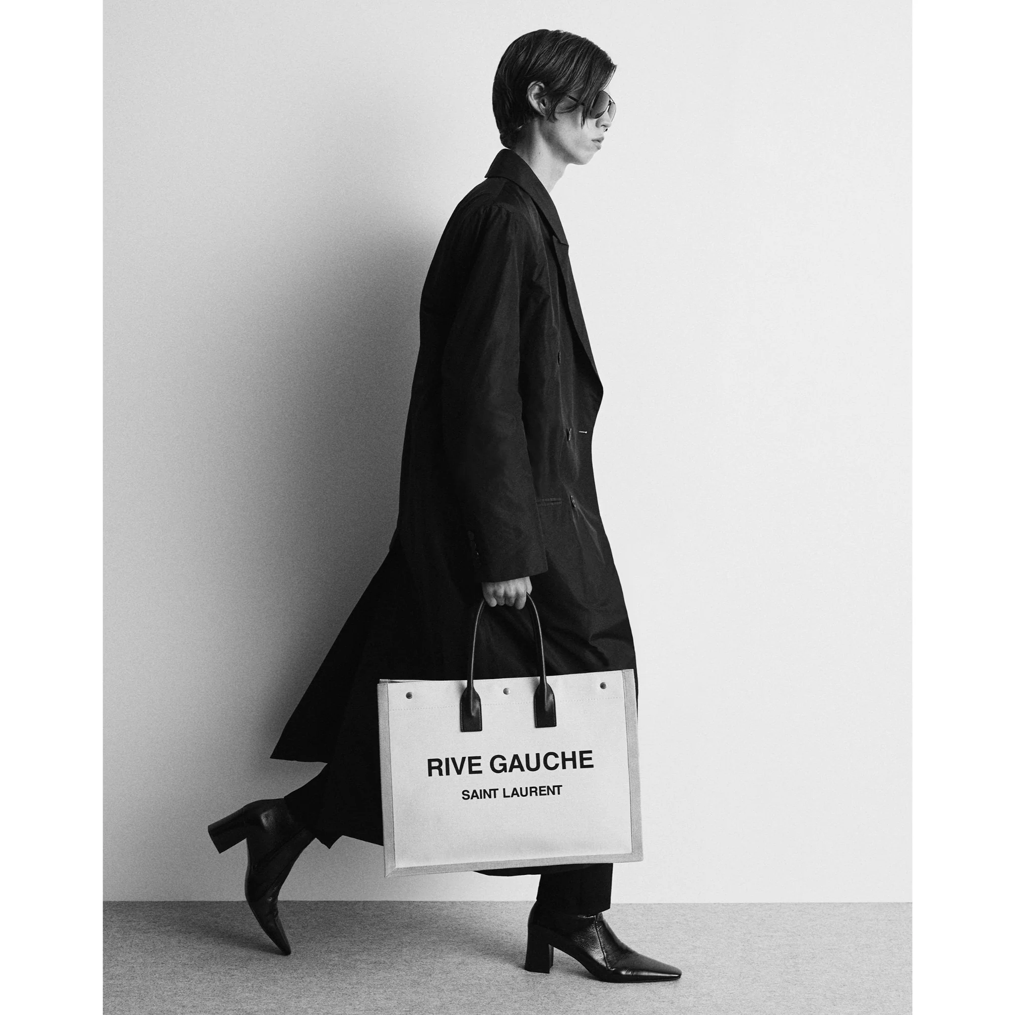 Large Rive Gauche Tote Bag - Greggio/Nero - Image 5