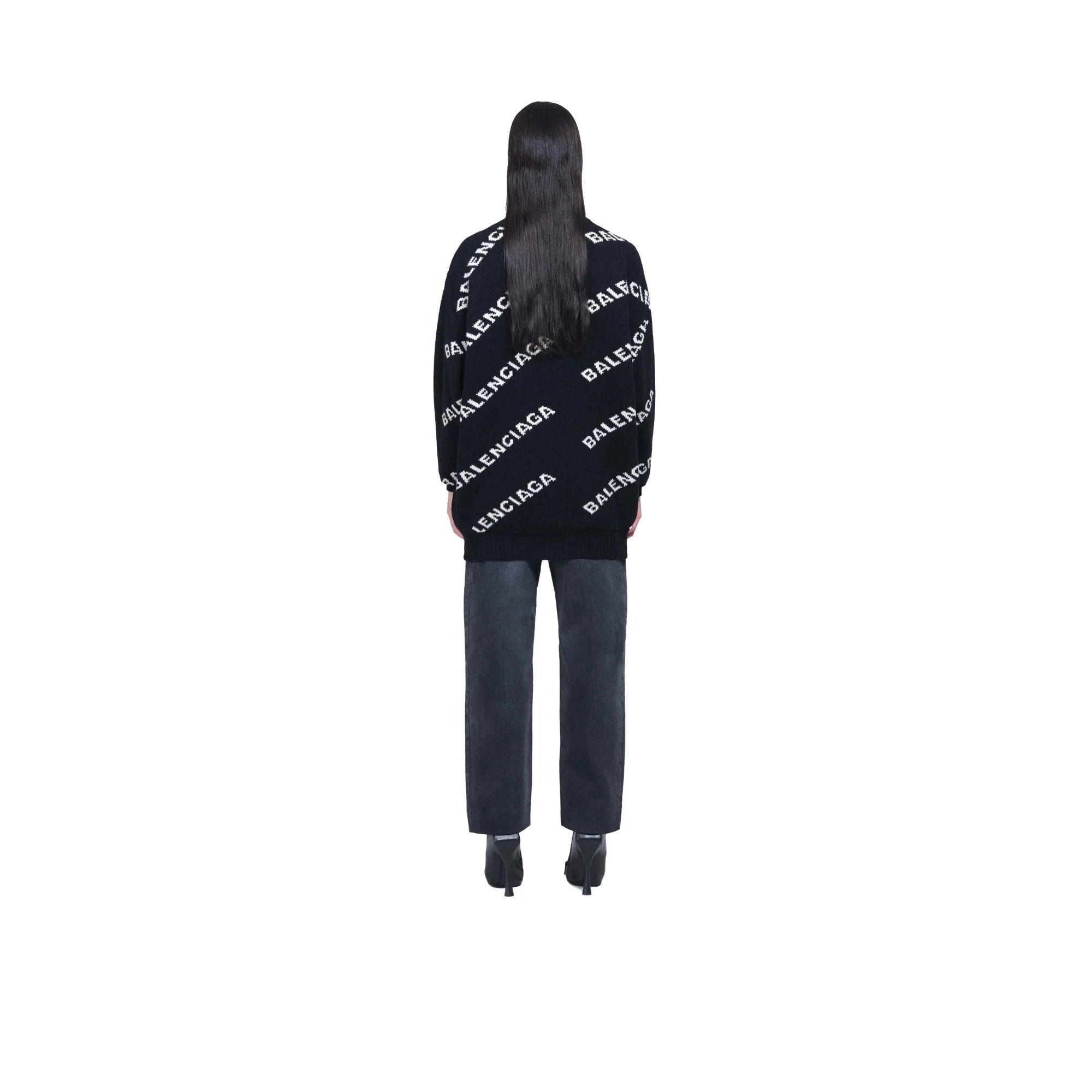 Long Sleeve Logo Crewneck - Black/White - Image 4