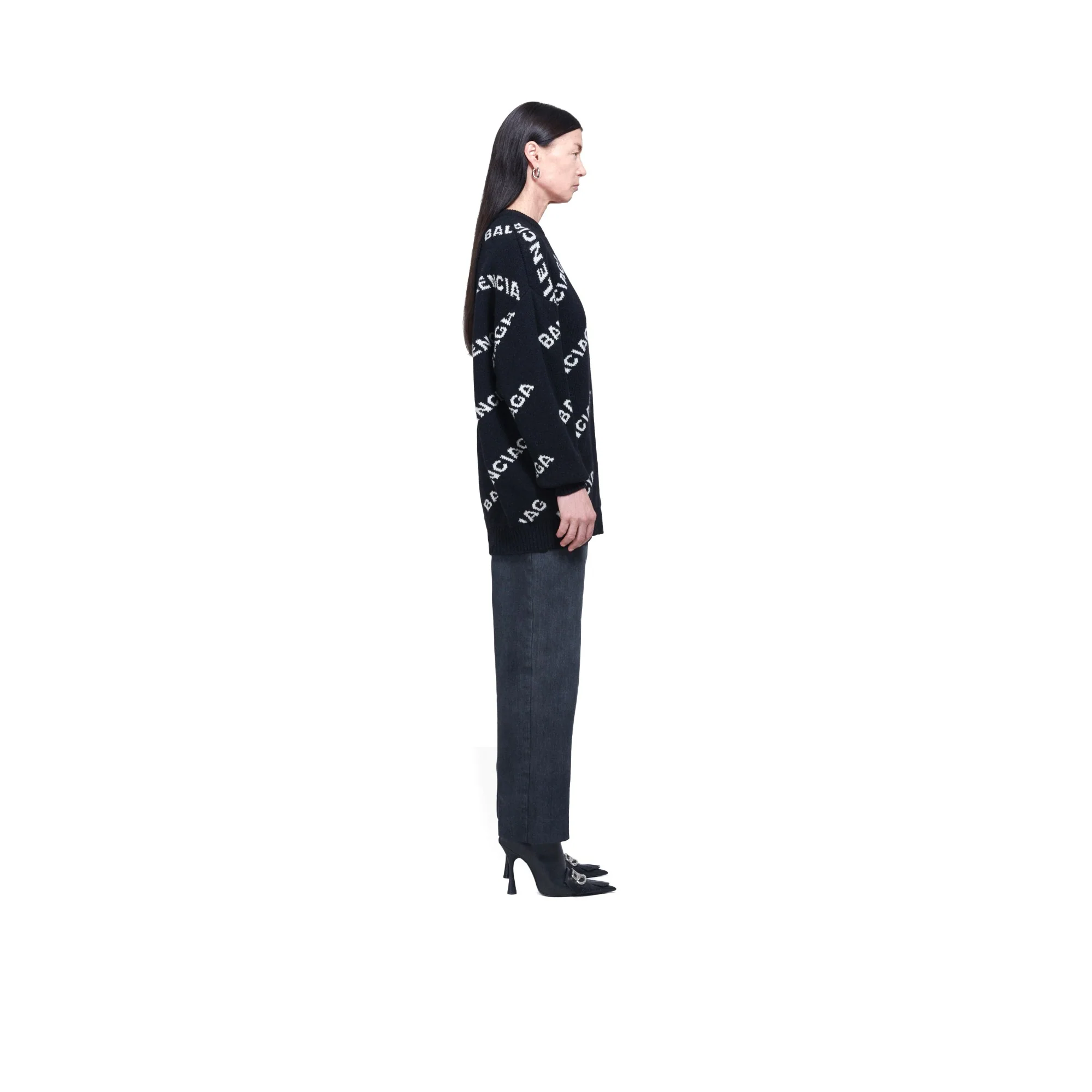 Long Sleeve Logo Crewneck - Black/White - Image 5