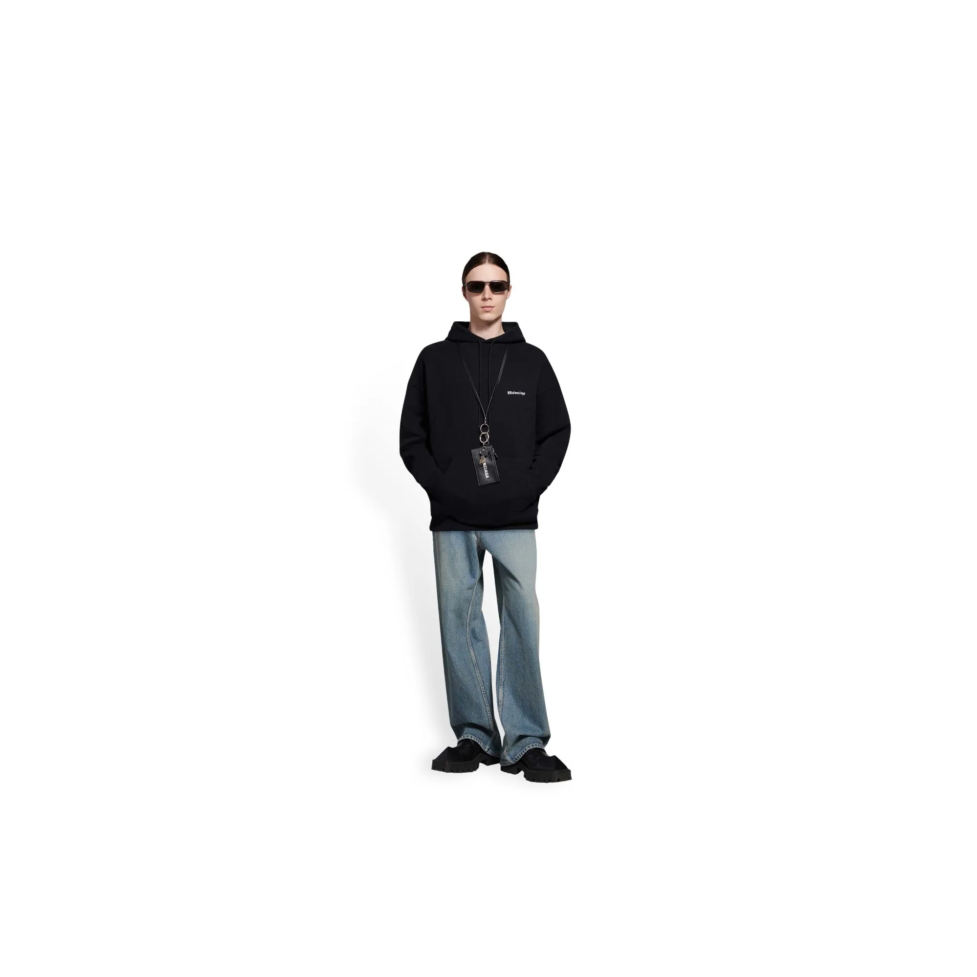 Medium Fit Hoodie - Black/White - Image 3
