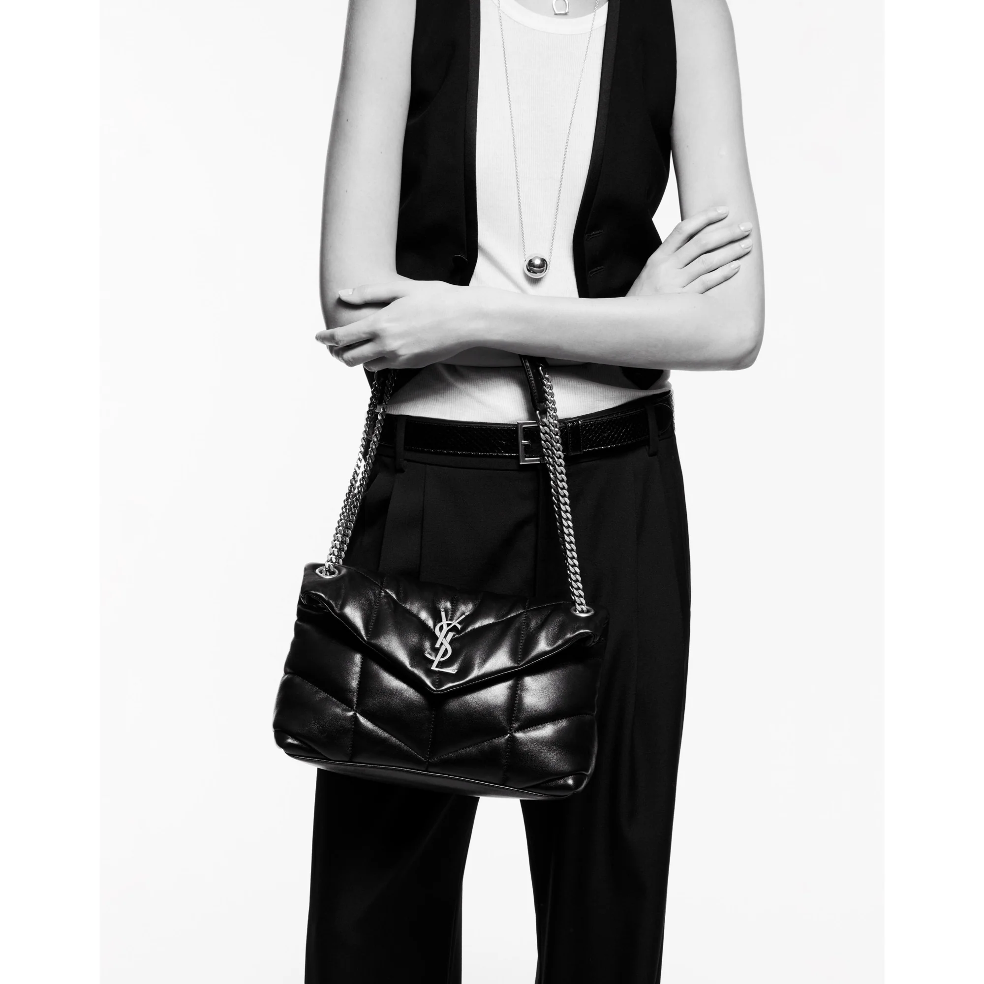 Small Puffer Chain Bag - Dark Beige - Image 6