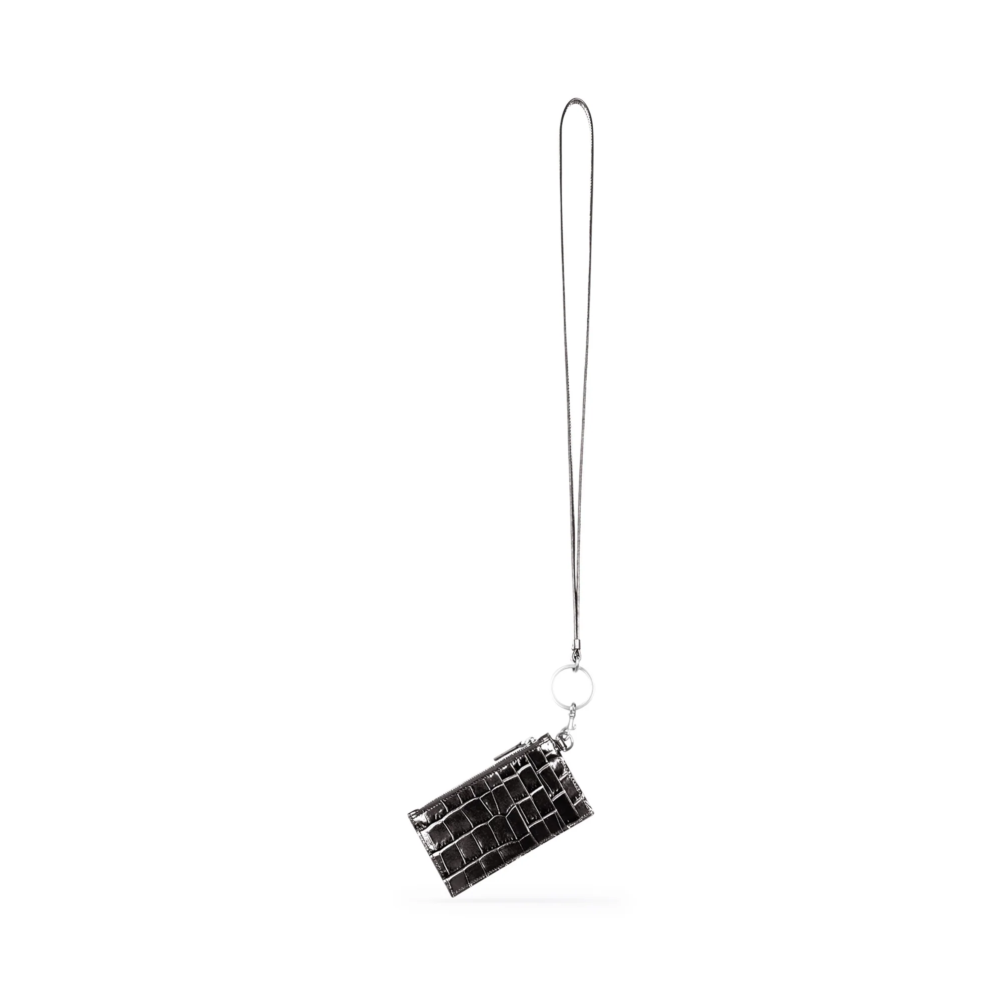 Cash Card Case On Keyring - Dark Grey/L White