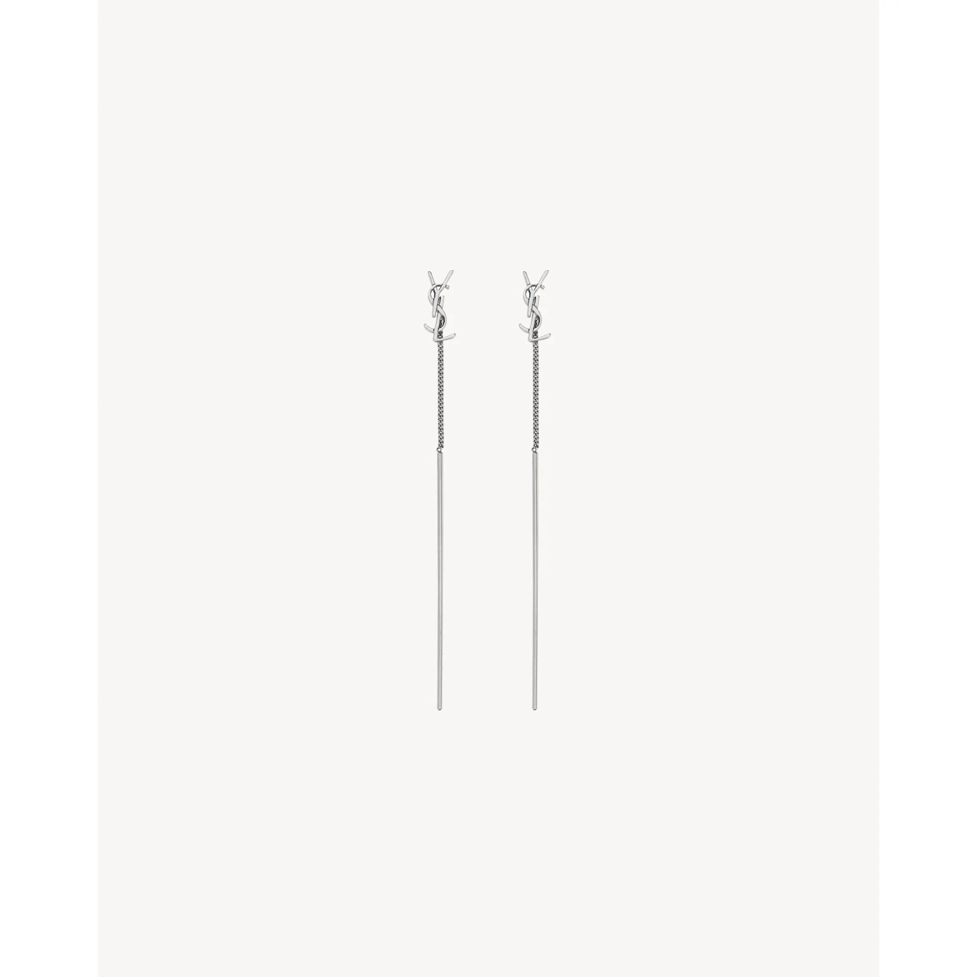 YSL Chain Drop Earrings - Palladium