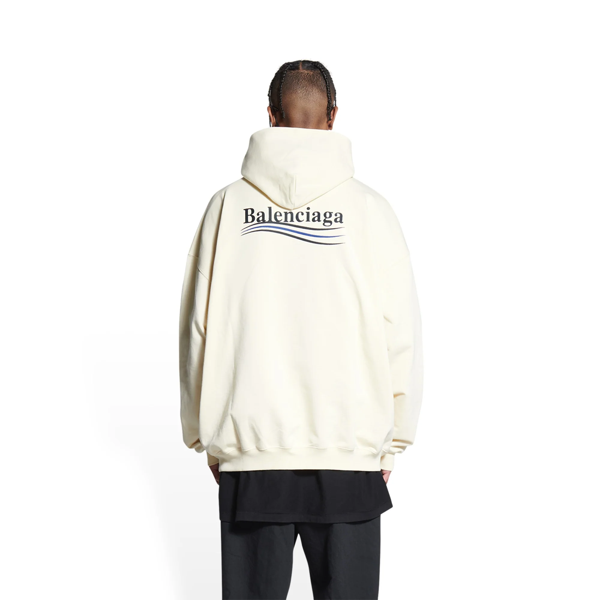 Large Fit Hoodie - Cream/Black/Blue - Image 3