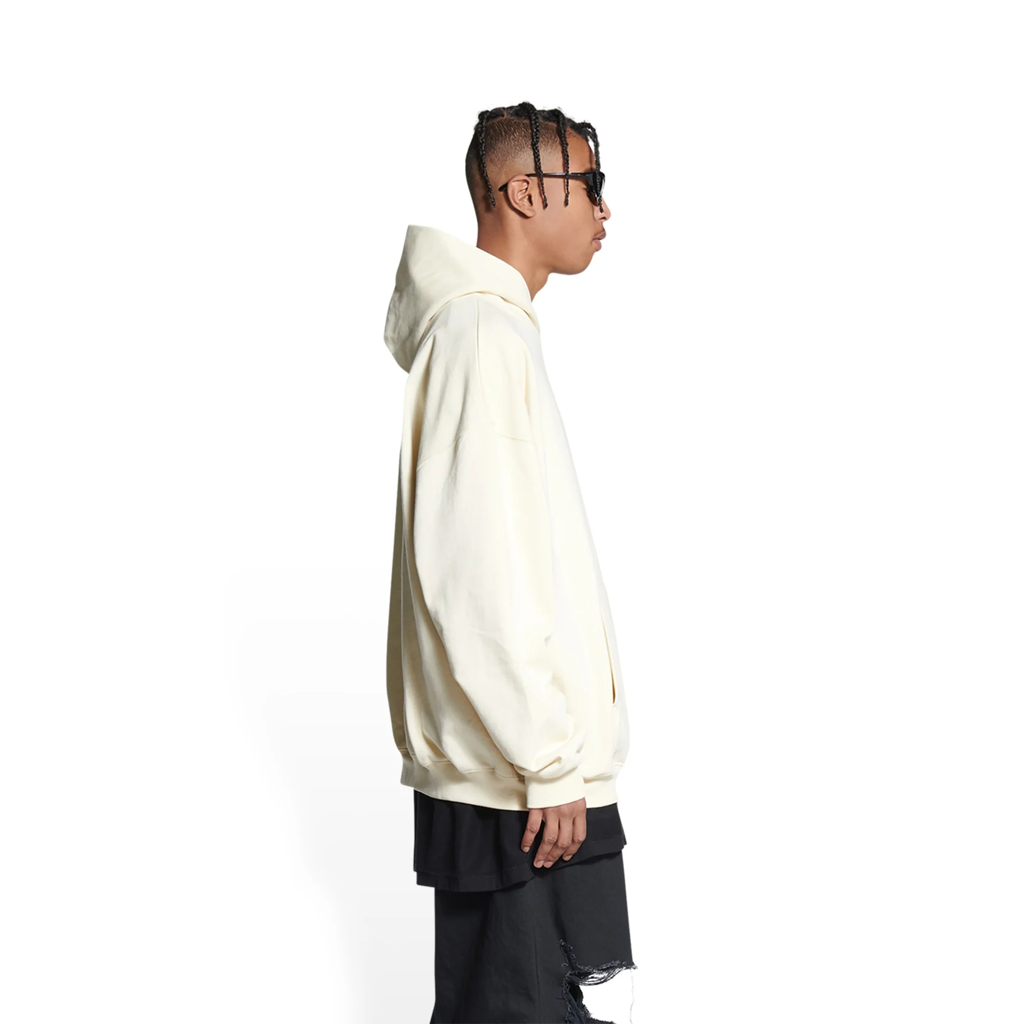 Large Fit Hoodie - Cream/Black/Blue - Image 4