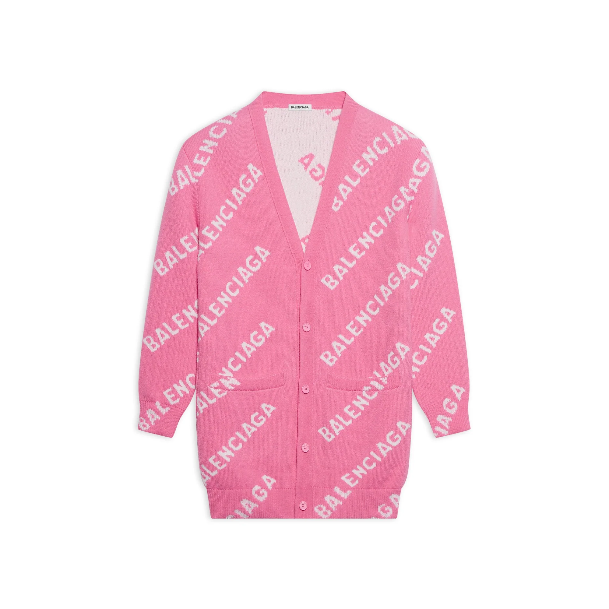 Long Sleeve Cardigan - Pink/White