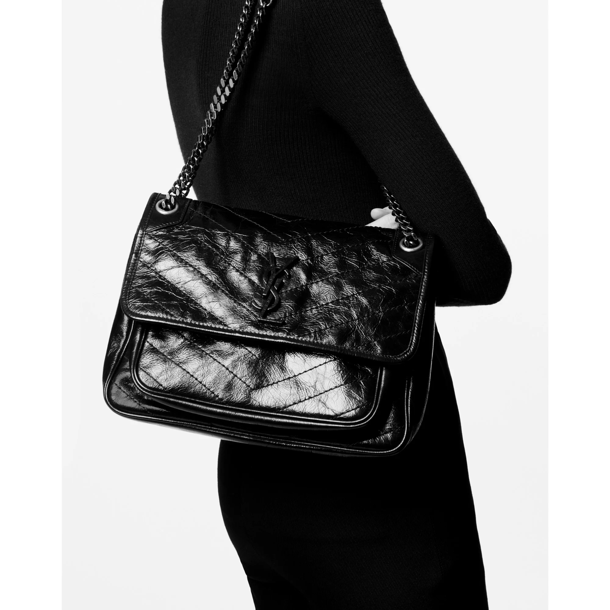 Medium Niki Chain Bag - Gold Sand - Image 6