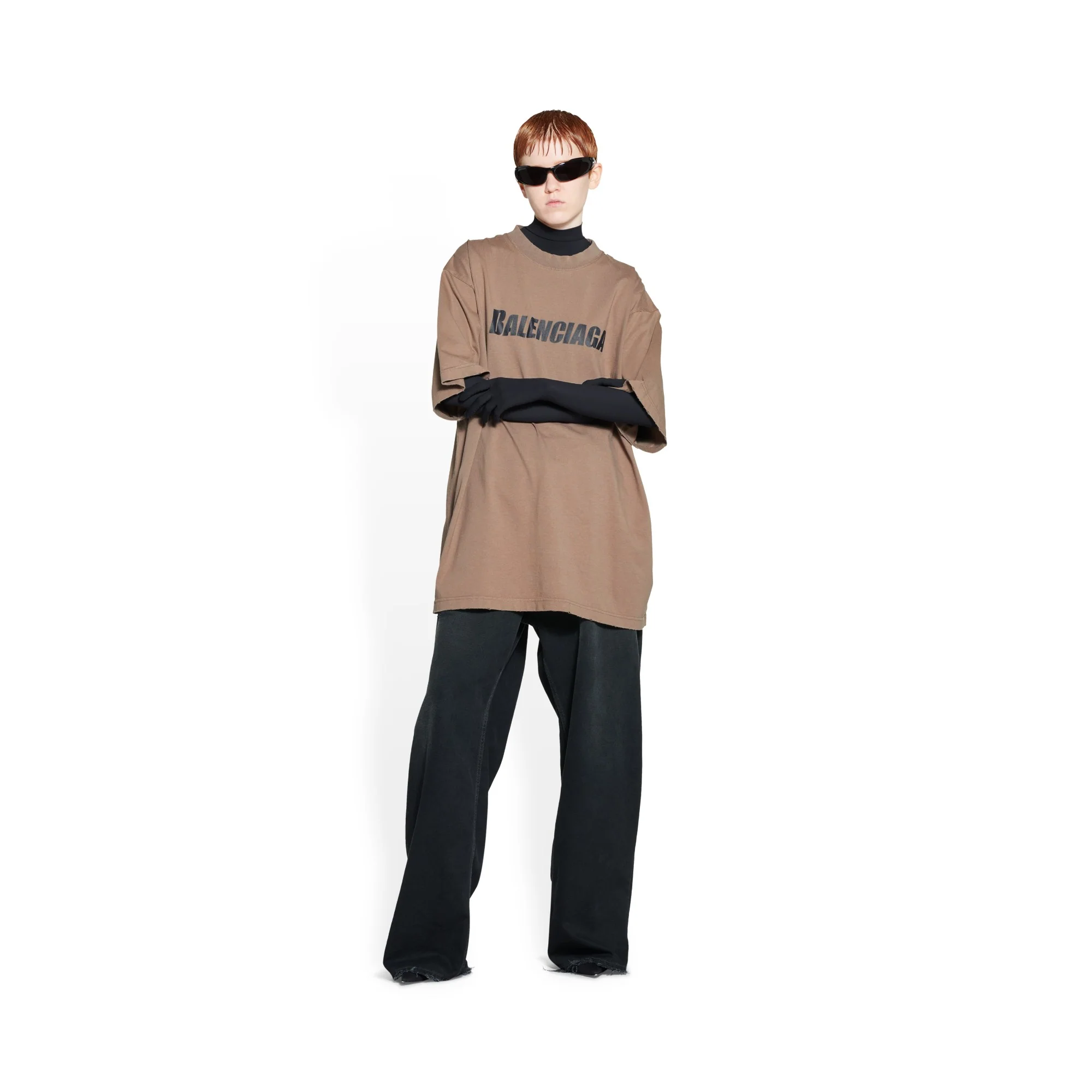 Boxy T-Shirt - Taupe/Black - Image 3